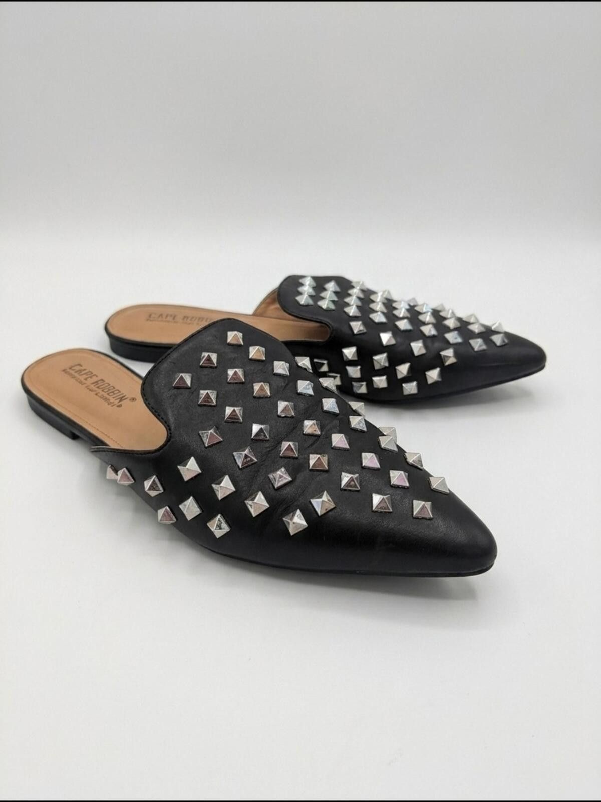 Other Cape Robbin Studded Pointed Toe Mules Black Silver Size 9 Size US 9 / IT 39 - 1 Thumbnail