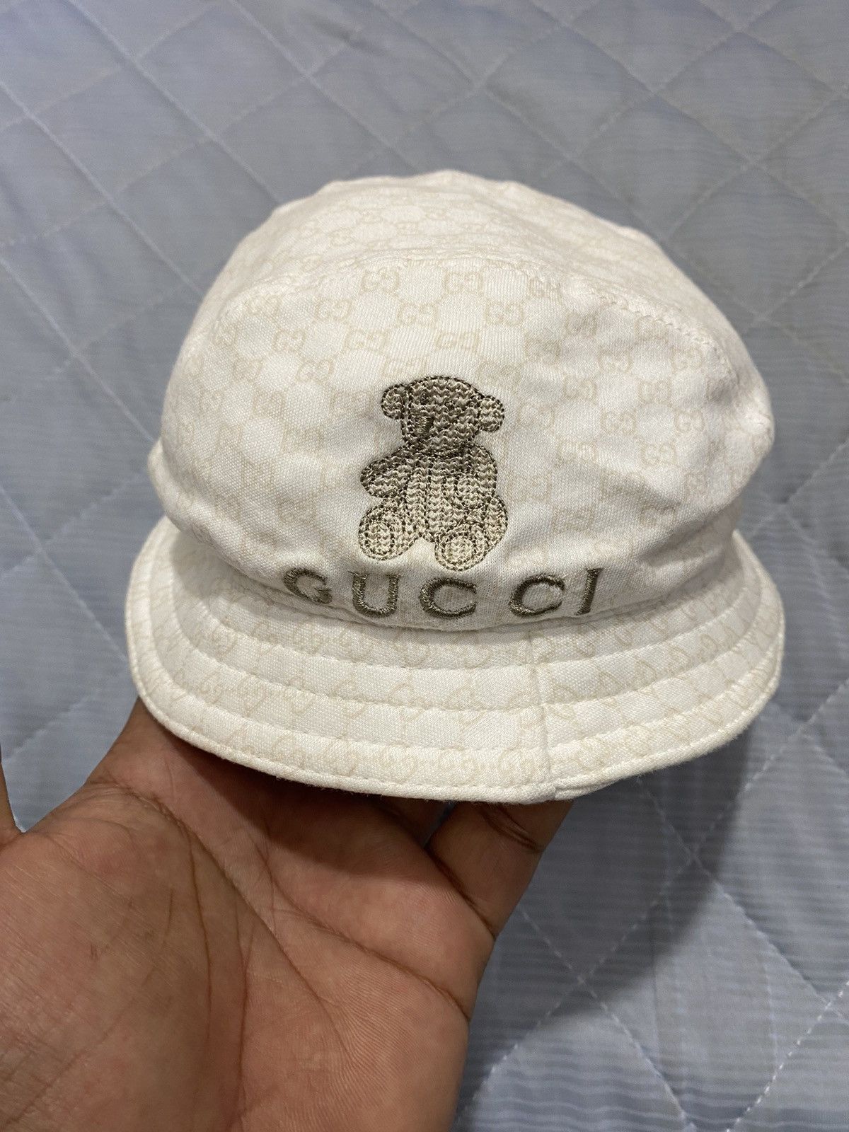 Gucci Charcoal Bucket Monogram Black Denim 4gg610 Hat