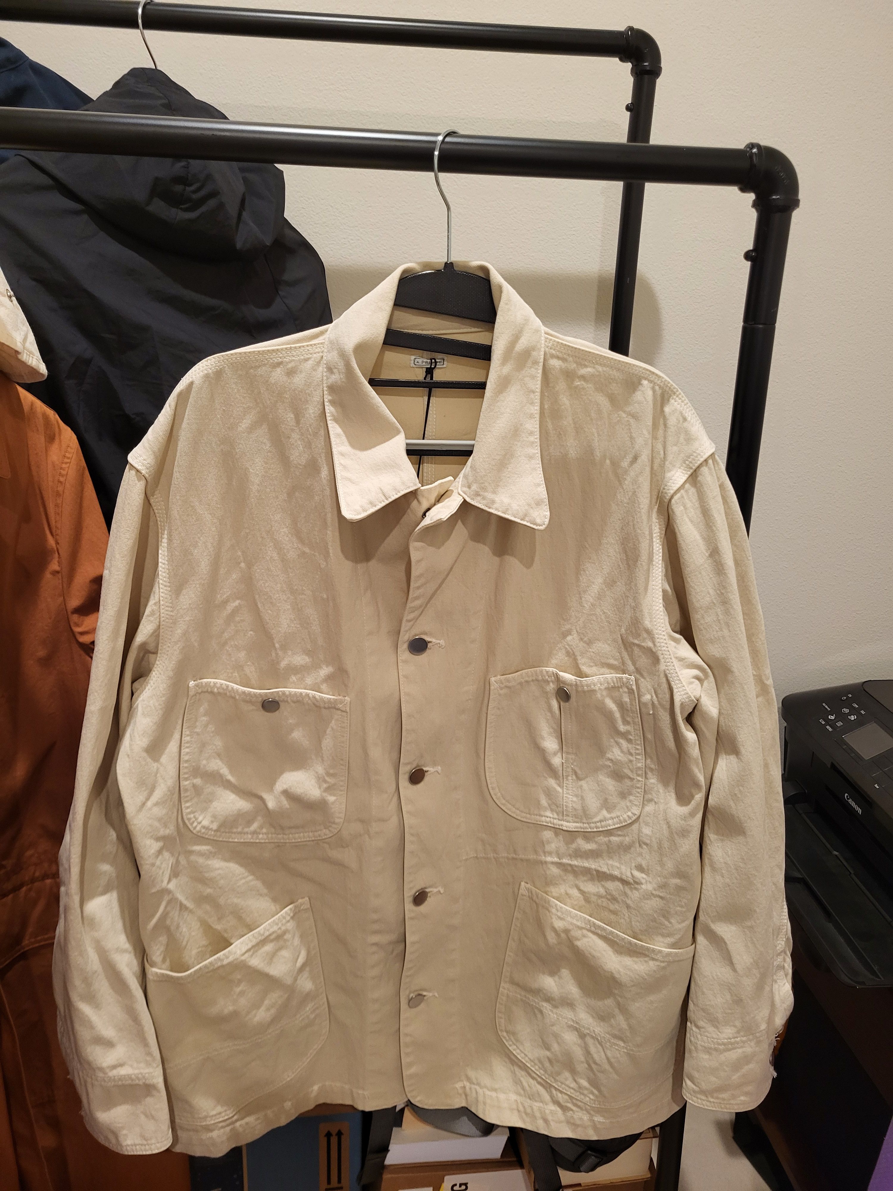 image of A Presse Coverall Jacket in Ecru, Men's (Size Medium)