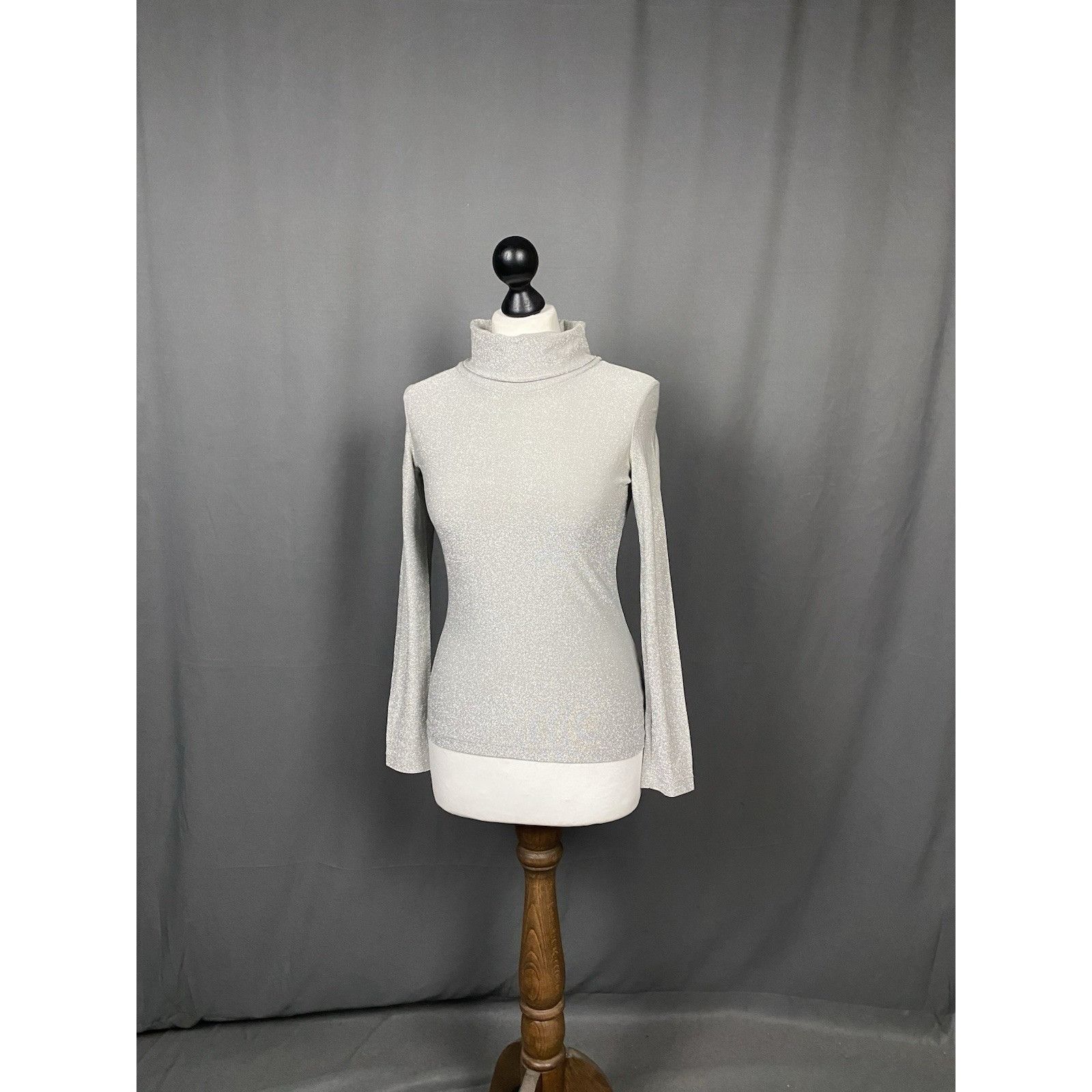 Versus Versace Versus Versace Vintage Women's Gray Lurex Turtleneck Sweater Size S / US 4 / IT 40 - 4 Thumbnail