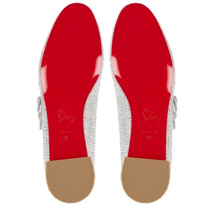 Christian Louboutin o1s1wg111024 Sweet Jane Strass Flats in Silver Size US 12 / IT 42 - 5 Thumbnail