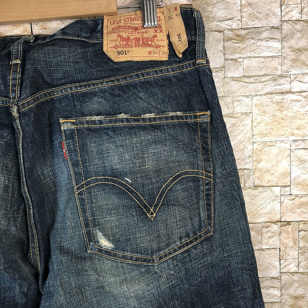 Levi's 501 Levis Blue Disstressed Denim Pants #A953 Size US 34 / EU 50 - 17 Thumbnail