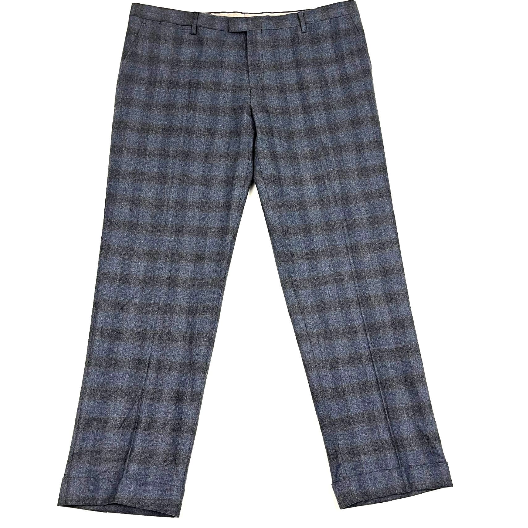 Vintage Barba Napoli Dress Pants Mens 38x28 Gray Blue Shadow Plaid Wool Old Money Preppy Dress Pants Mens 38x28 Gray Blue Shadow Plaid Wool Barba Size US 38 / EU 54 - 2 Thumbnail