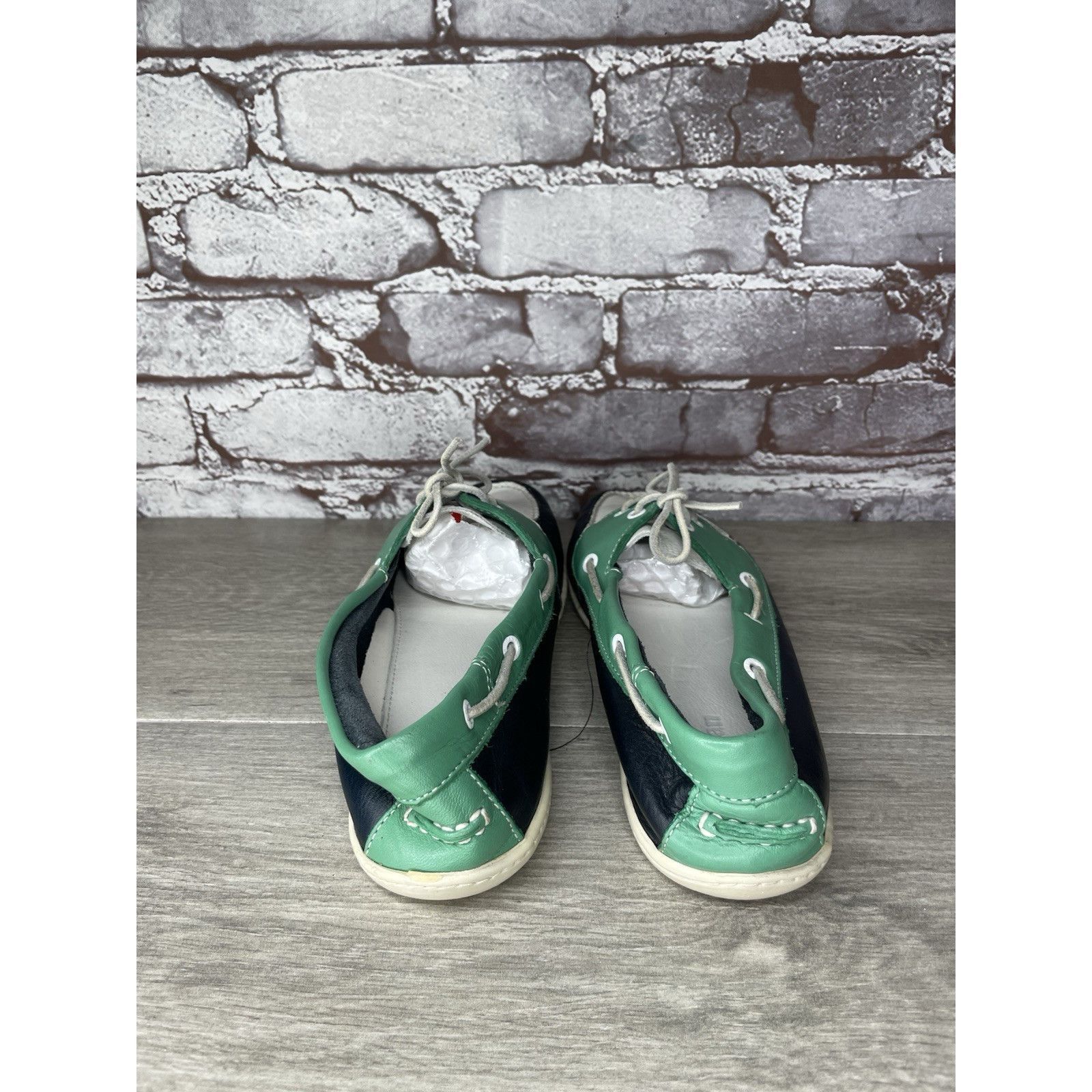 L.L. Bean LL Bean Blue Green White Leather Preppy Loafers Boat Shoes W Size US 9 / IT 39 - 4 Thumbnail