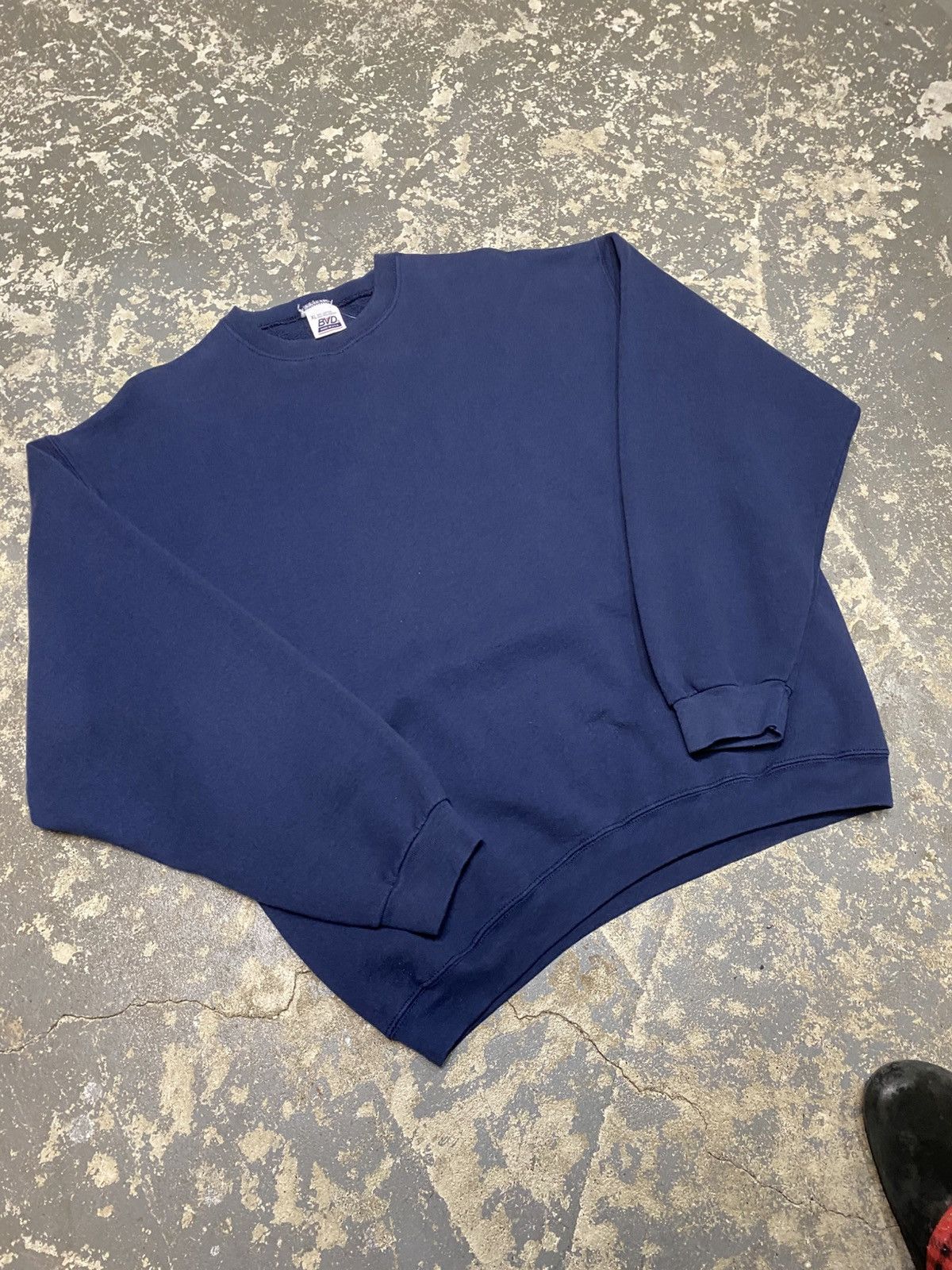 Vintage Vintage BVD Navy Blank Pullover Crewneck Sweatshirt USA Size US XL / EU 56 / 4 - 4 Thumbnail