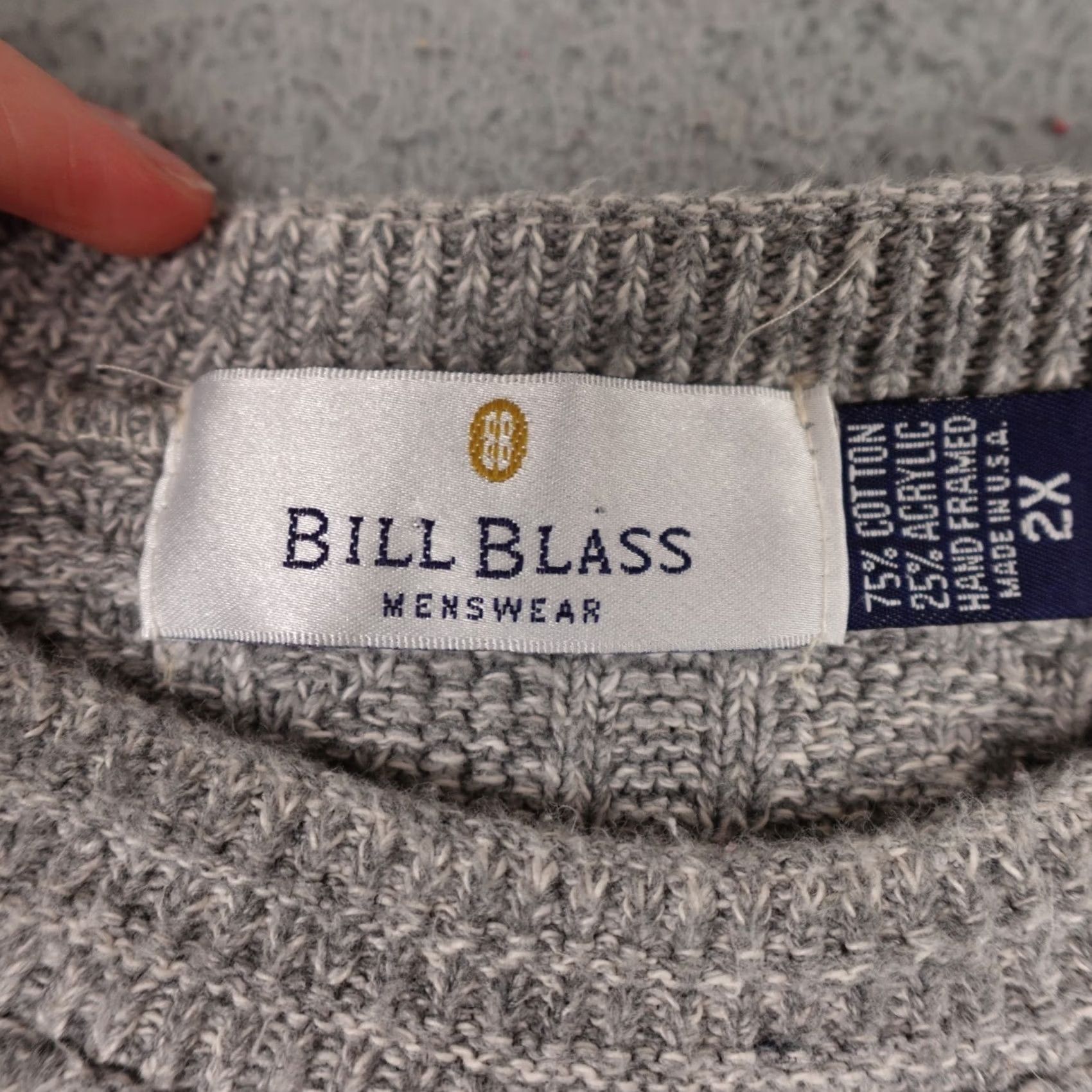 Bill Blass VINTAGE Bill Bass Sweater Mens 2X Gray Knit Crewneck Textured Made In USA 90s Size US XXL / EU 58 / 5 - 2 Thumbnail