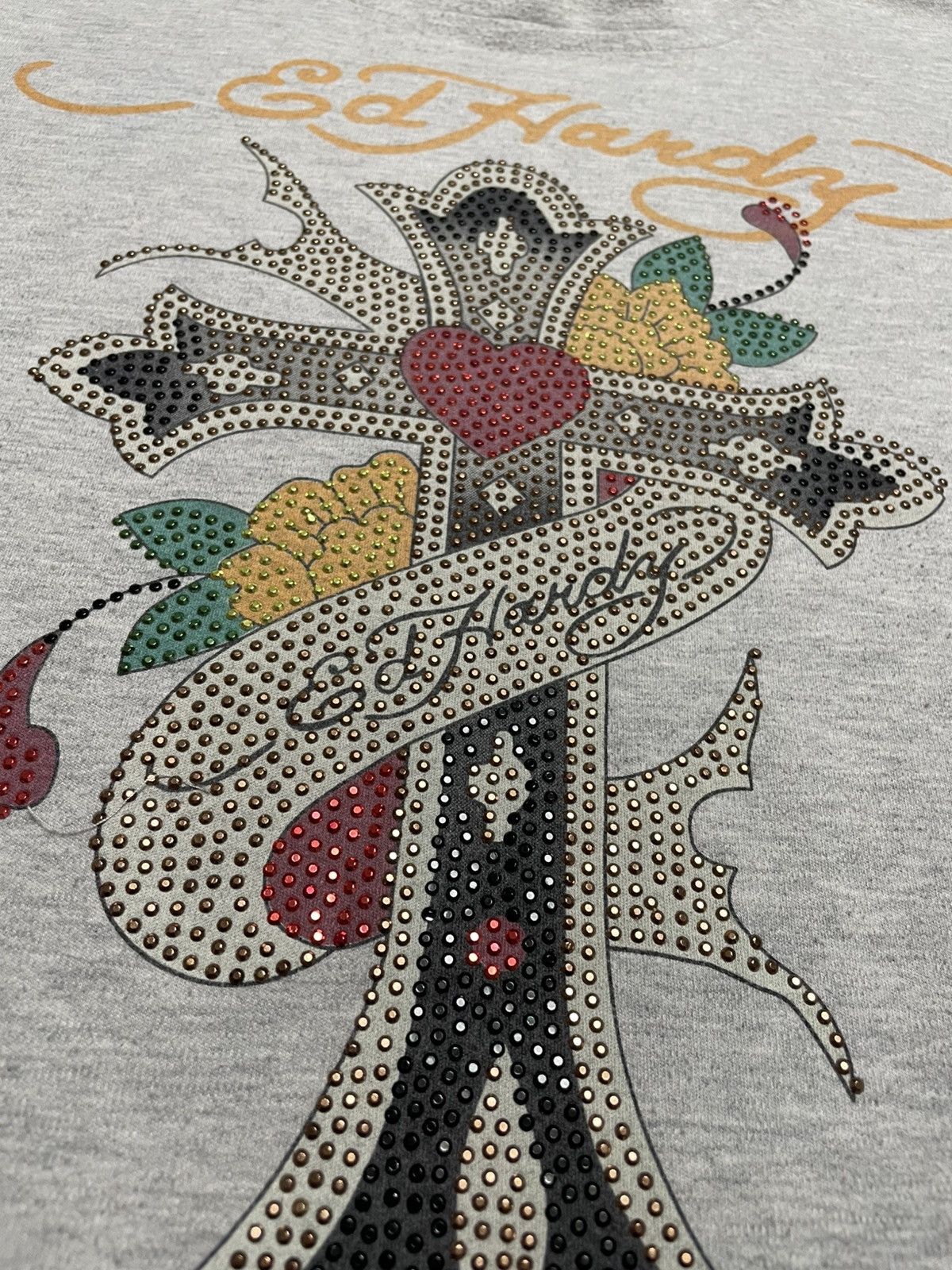 Ed Hardy Vintage Ed Hardy Big Logo Rhinestones T-Shirt Size US L / EU 52-54 / 3 - 5 Thumbnail