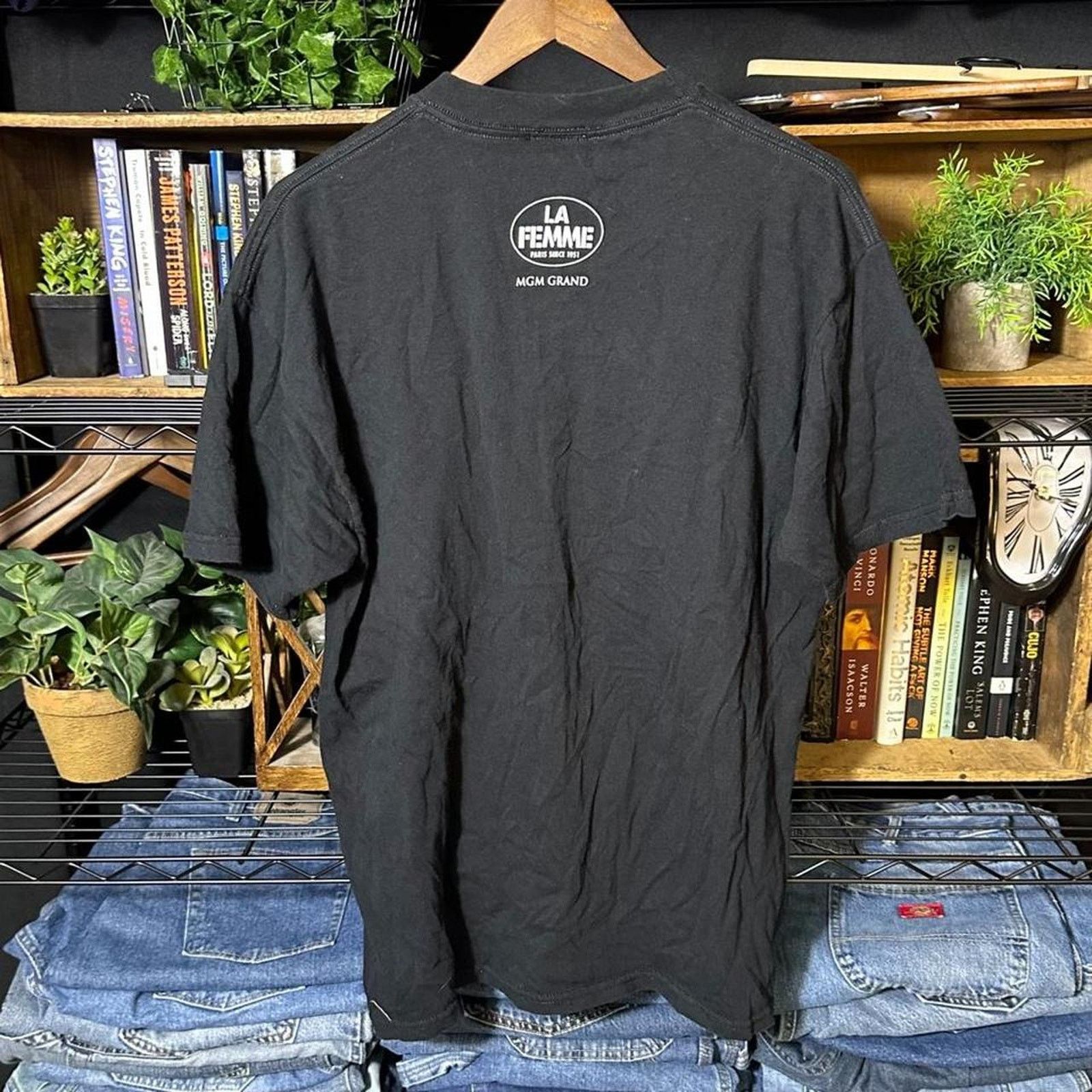 Hanes Vintage 90s La Femme Las Vegas Tee Mens Large Black Shirt Size US L / EU 52-54 / 3 - 3 Thumbnail