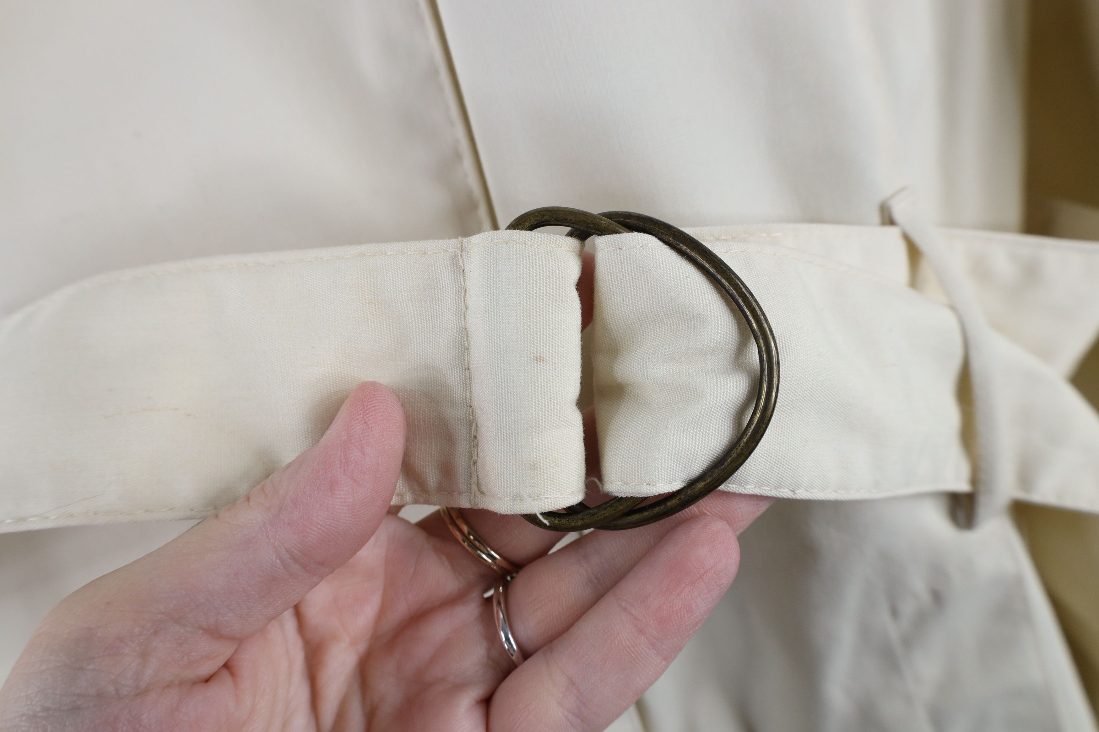 Vintage Vintage 70s Streetwear Breasted Belted Trench Coat Cream USA Size L / US 10 / IT 46 - 7 Thumbnail