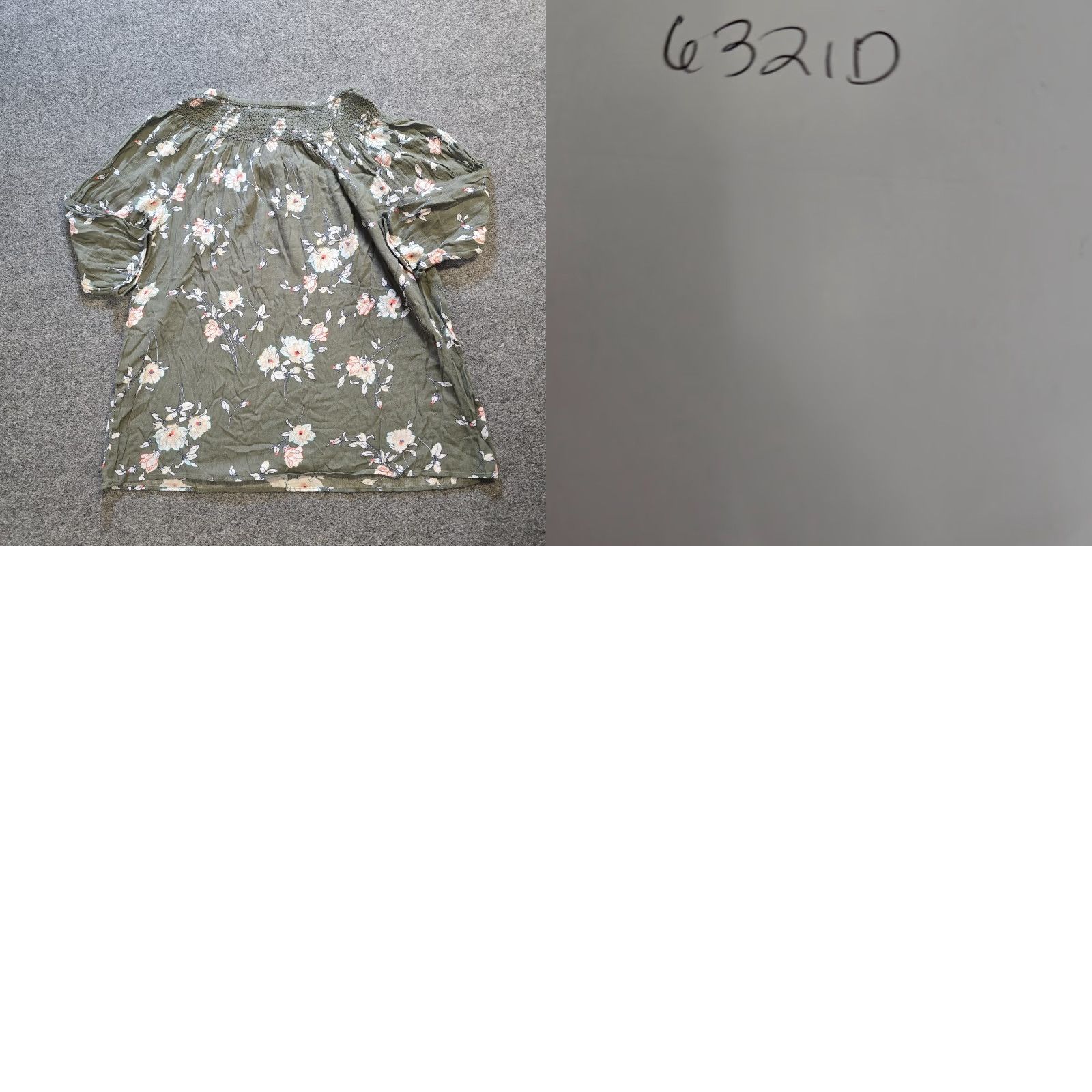 J. Jill J Jill Top Womens L Green Floral Smocked Long Sleeve Career Shirt Size L / US 10 / IT 46 - 8 Thumbnail