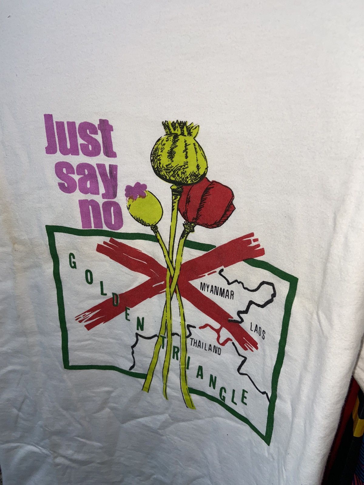 Vintage “JUST SAY NO FOR OPIUM” VINTAGE 90s HUMOR BAND ADULT T-SHIRT Size US XL / EU 56 / 4 - 2 Thumbnail