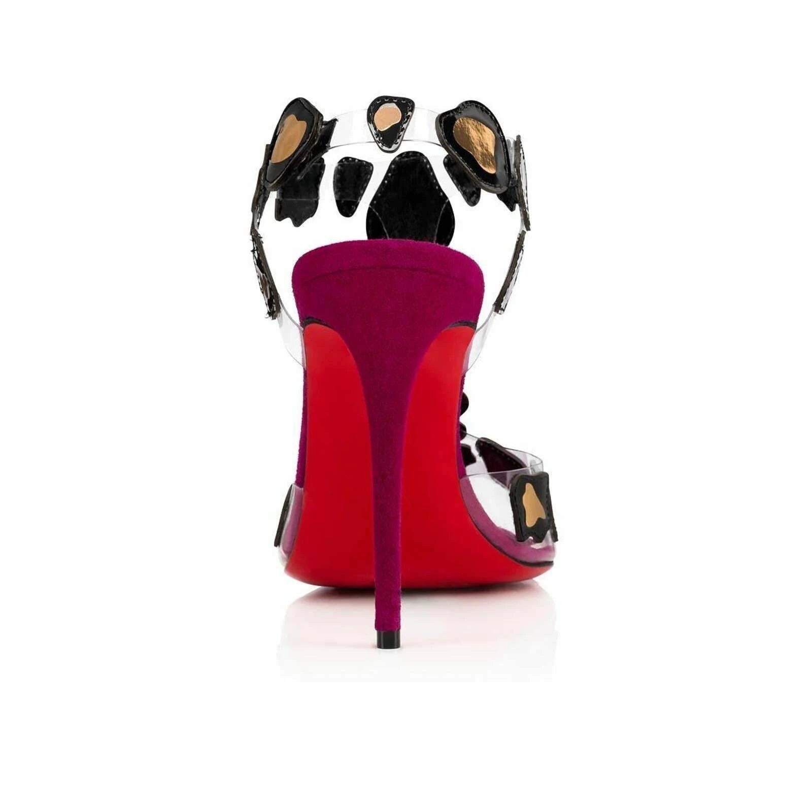 Christian Louboutin Parsemis 100 Black Gold PVC Patent Suede Sandal Heel Pump 36 Size US 6 / IT 36 - 10 Thumbnail