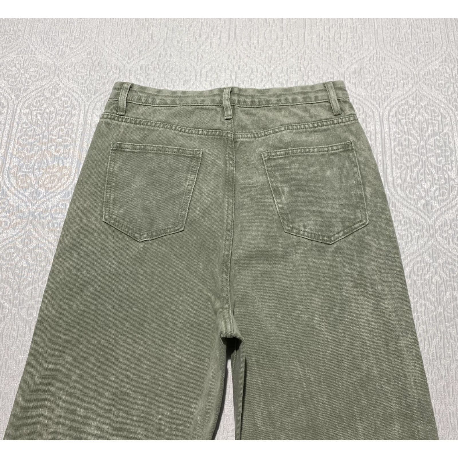 PrettyLittleThing PrettyLittleThing Jeans Womens US 8 Tall Green Straight Leg Denim 5-Pocket Split Hem Size 30" / US 8 / IT 44 - 3 Thumbnail