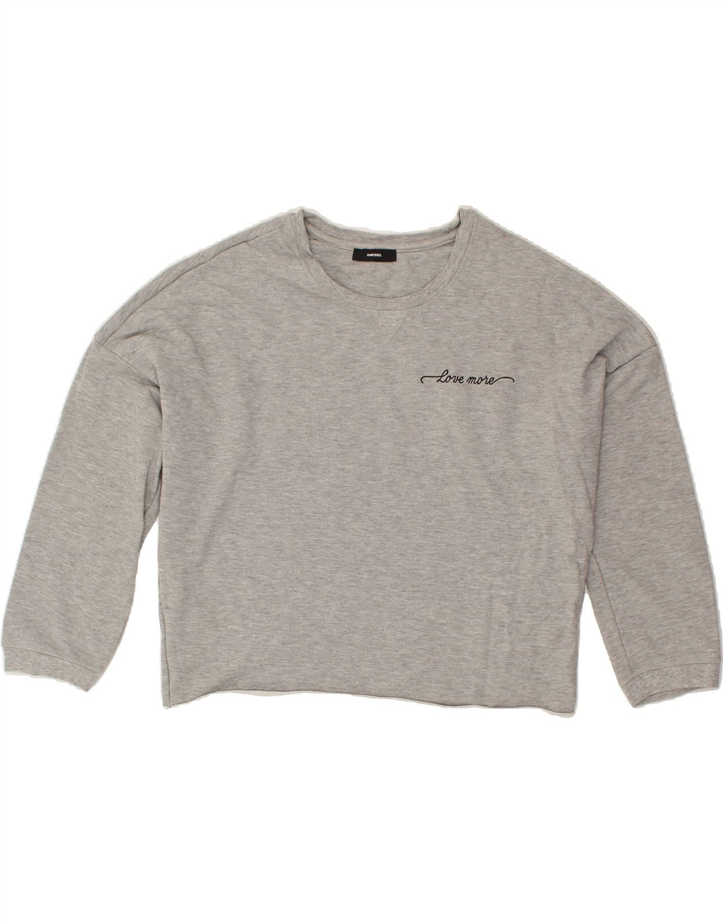 Diesel Womens Crop Sweatshirt Jumper UK 6 XS Grey Cotton Size XS / US 0-2 / IT 36-38 - 1 Thumbnail