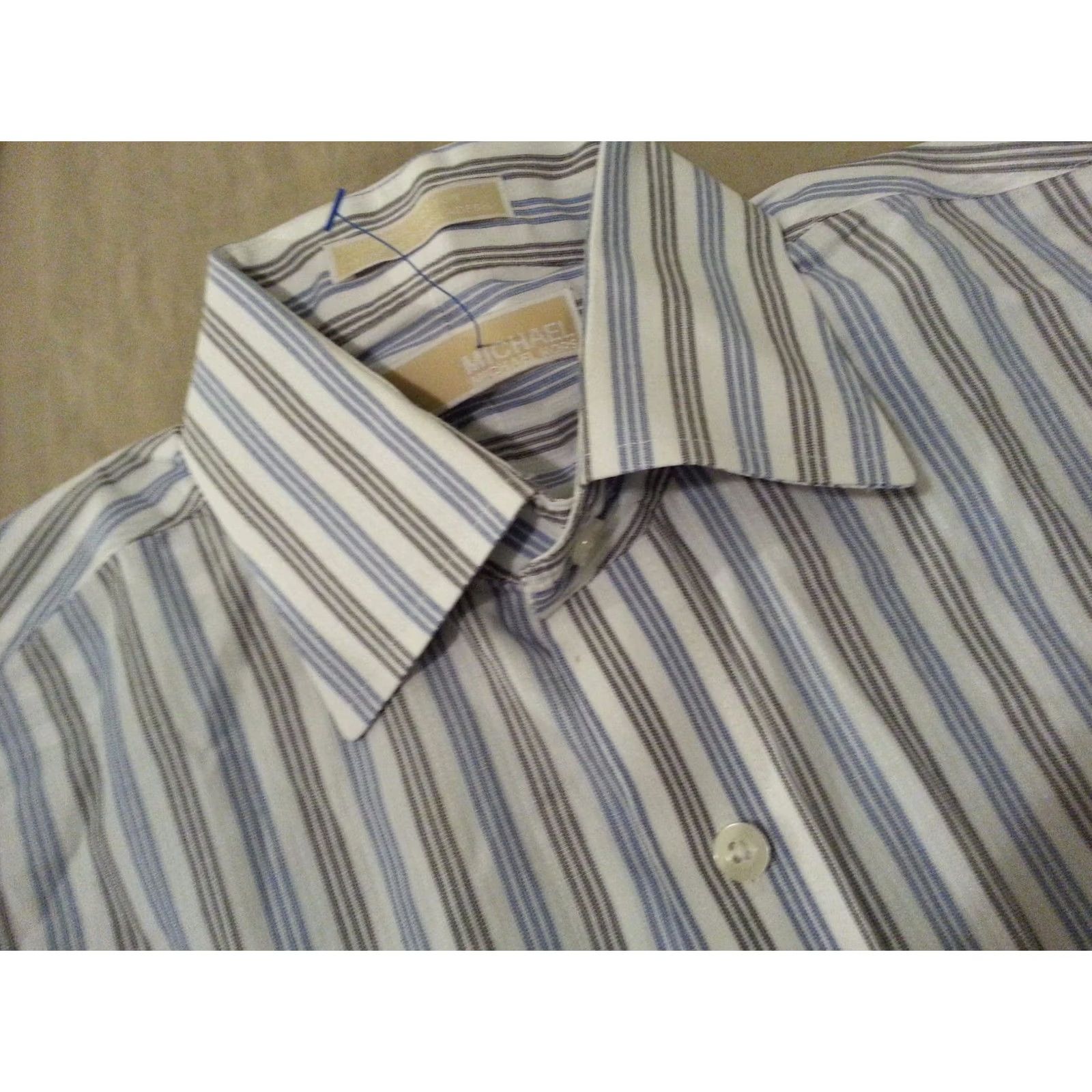 Michael Kors Michael Kors Dress Shirt Mens Blue Stripes Cotton Long Button 15 32 33 Size 40R - 3 Thumbnail