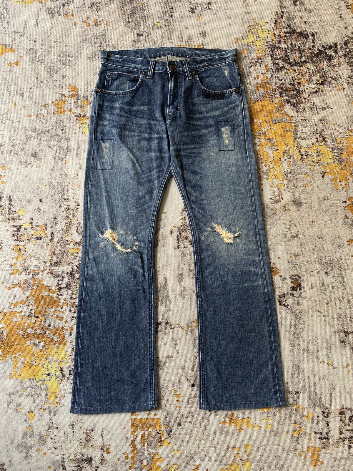 Japanese Brand Lee Distressed Flare Denim Size US 30 / EU 46 - 1 Thumbnail