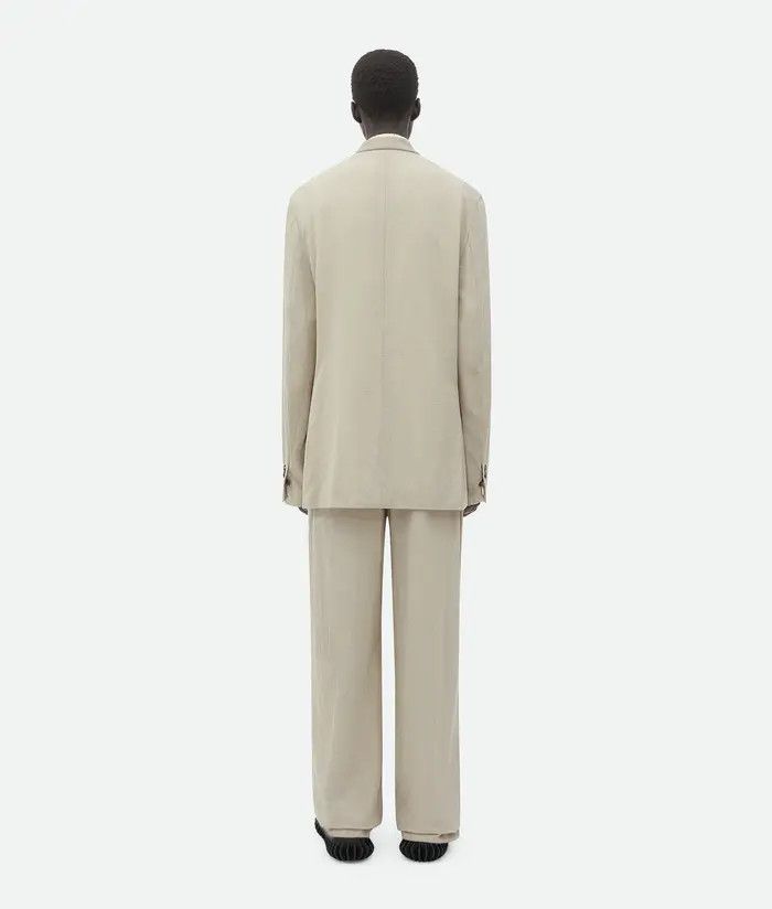 Bottega Veneta o1s1rm0326 Mouline Wool Silk Jacket in Cream Size US L / EU 52-54 / 3 - 4 Thumbnail