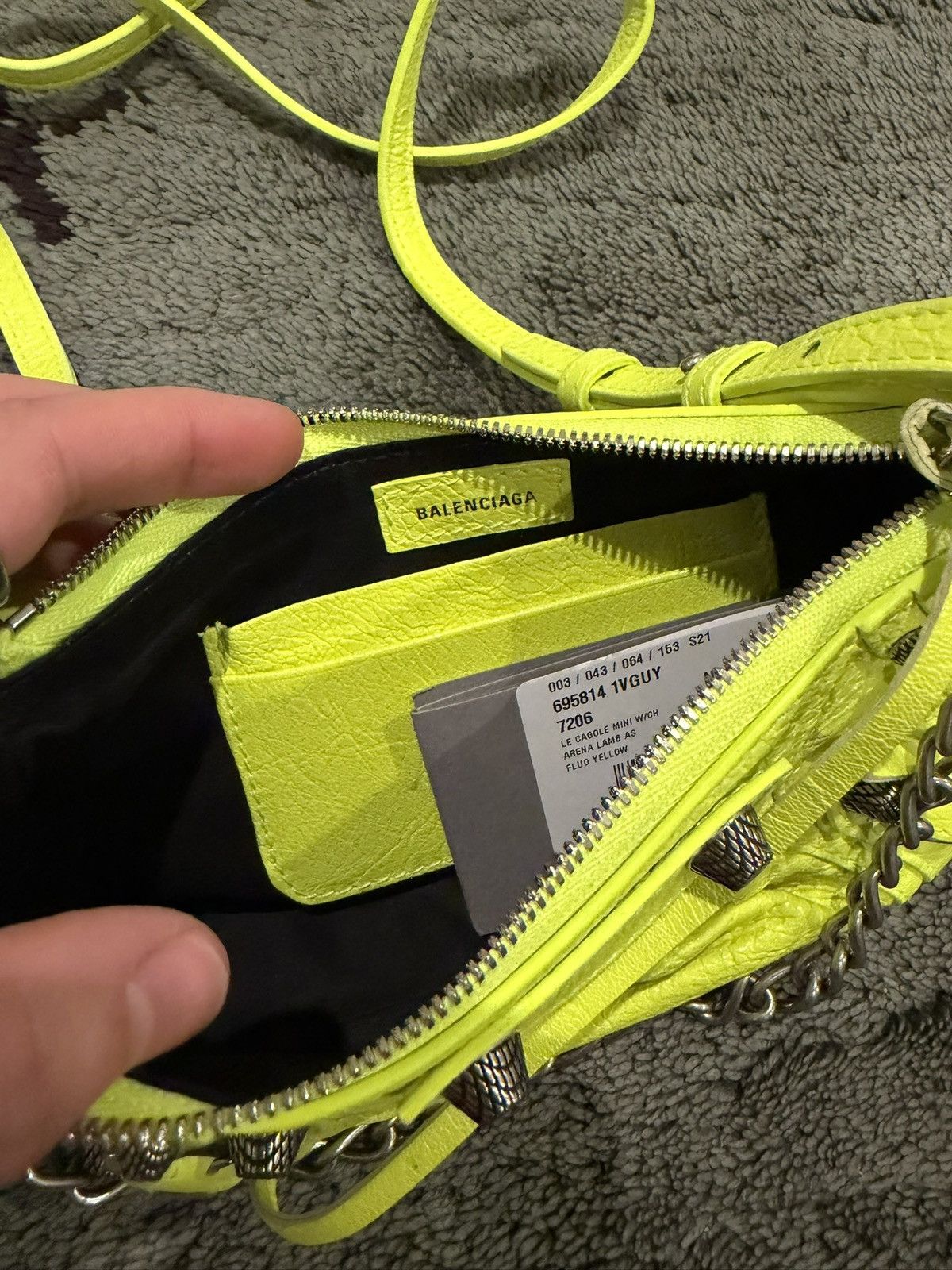 Balenciaga WOMEN'S LE CAGOLE MINI BAG WITH CHAIN IN FLUO YELLOW Size ONE SIZE - 16 Thumbnail