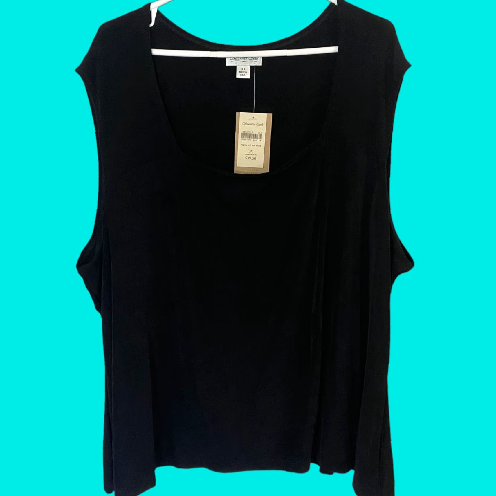 Coldwater Creek Coldwater Creek Tank Top Womens 3XL Black Square Neck Travel Knit Sleeveless NEW Size XXL / US 16-18 / IT 52-54 - 1 Thumbnail