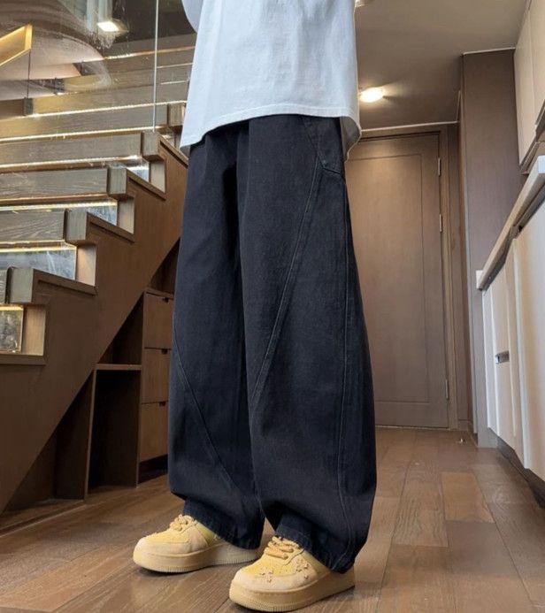 Japanese Brand Men's American wide-leg loose straight washed curved jeans Size US 32 / EU 48 - 3 Thumbnail