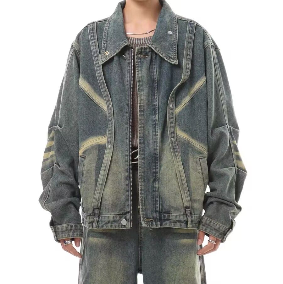 Retro street handsome motorcycle denim jacket