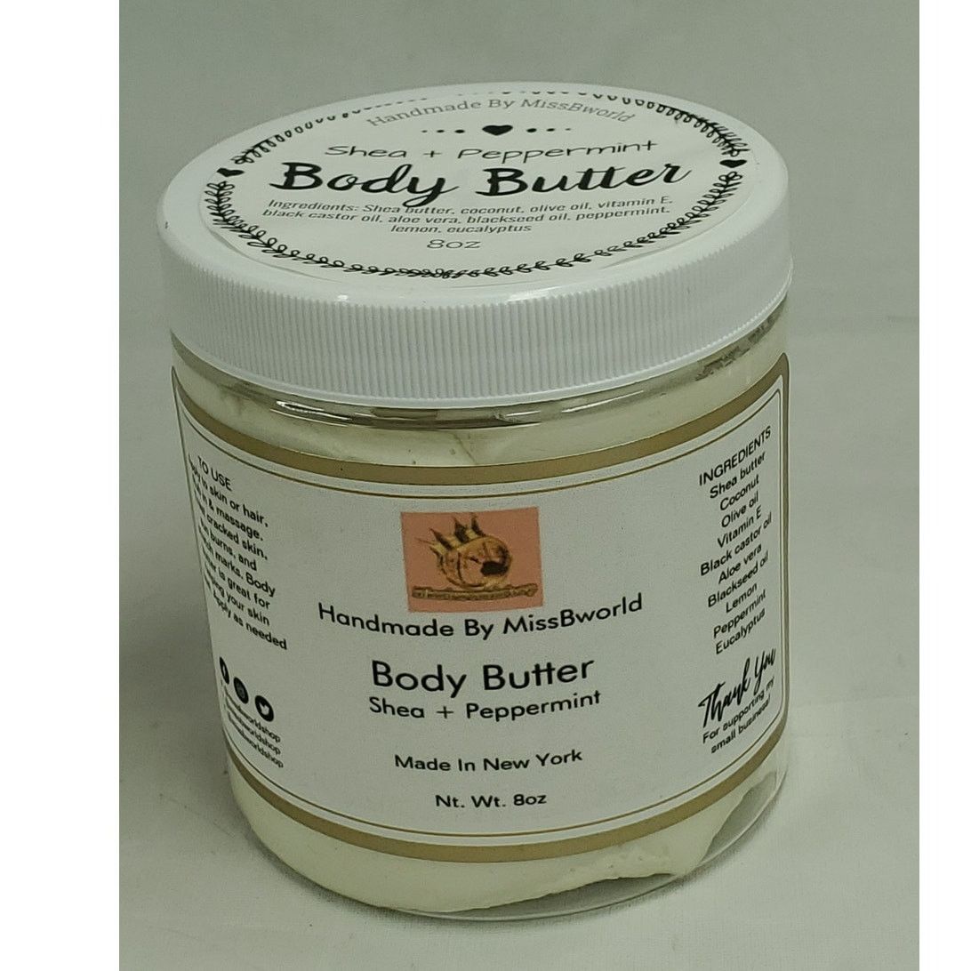 Handmade Shea Peppermint Body Butter Natural Moisturizer Handmade 8oz Size ONE SIZE - 1 Thumbnail