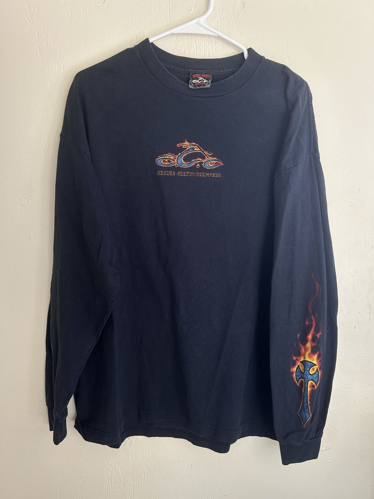 West Coast Choppers Orange County Choppers Cross Flame Longsleeve Navy Biker Tee Size US L / EU 52-54 / 3 - 1 Thumbnail