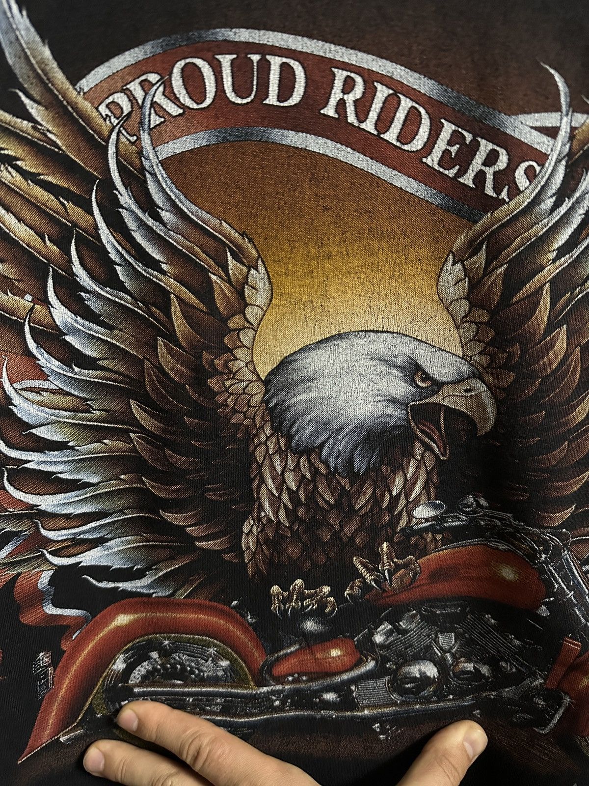 Other Rare Vintage T-Shirt Proud Riders Eagle and Motorcycle Size US XL / EU 56 / 4 - 3 Thumbnail