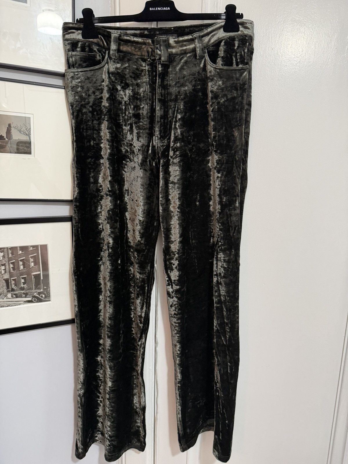 Balenciaga New Winter 22 Crushed Velvet Stretch Pant [M] Size US 32 / EU 48 - 1 Thumbnail