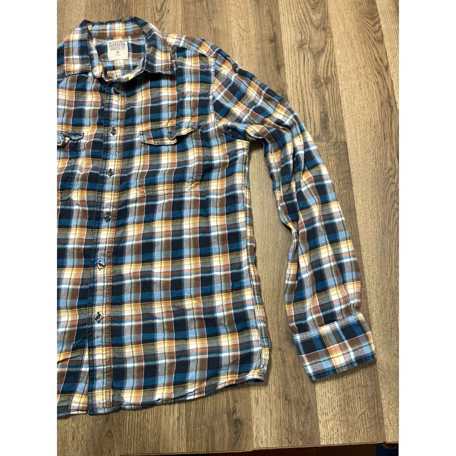 Mossimo Mossimo Shirt Men's Size Medium Blue Orange White Plaid Button Up Athletic Size US M / EU 48-50 / 2 - 4 Thumbnail