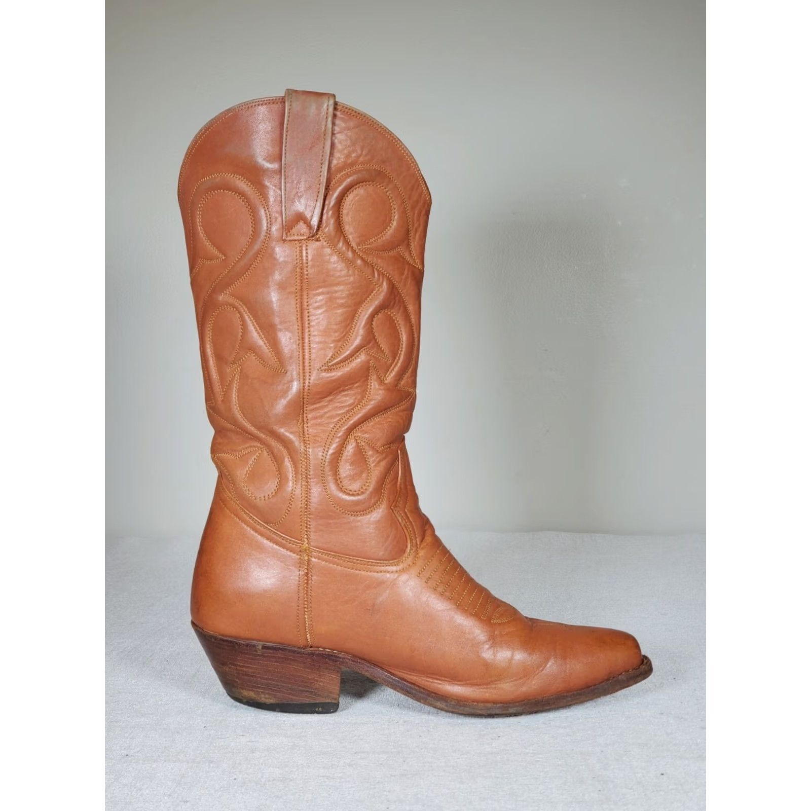 Vintage VTG Light Brown Leather Western Cowgirl Boots Embroidered Women's US 6* Dress/Boots Casual Western, Cowgirl, Ranch Mens Womens Girls Boys Size US 6 / IT 36 - 4 Thumbnail