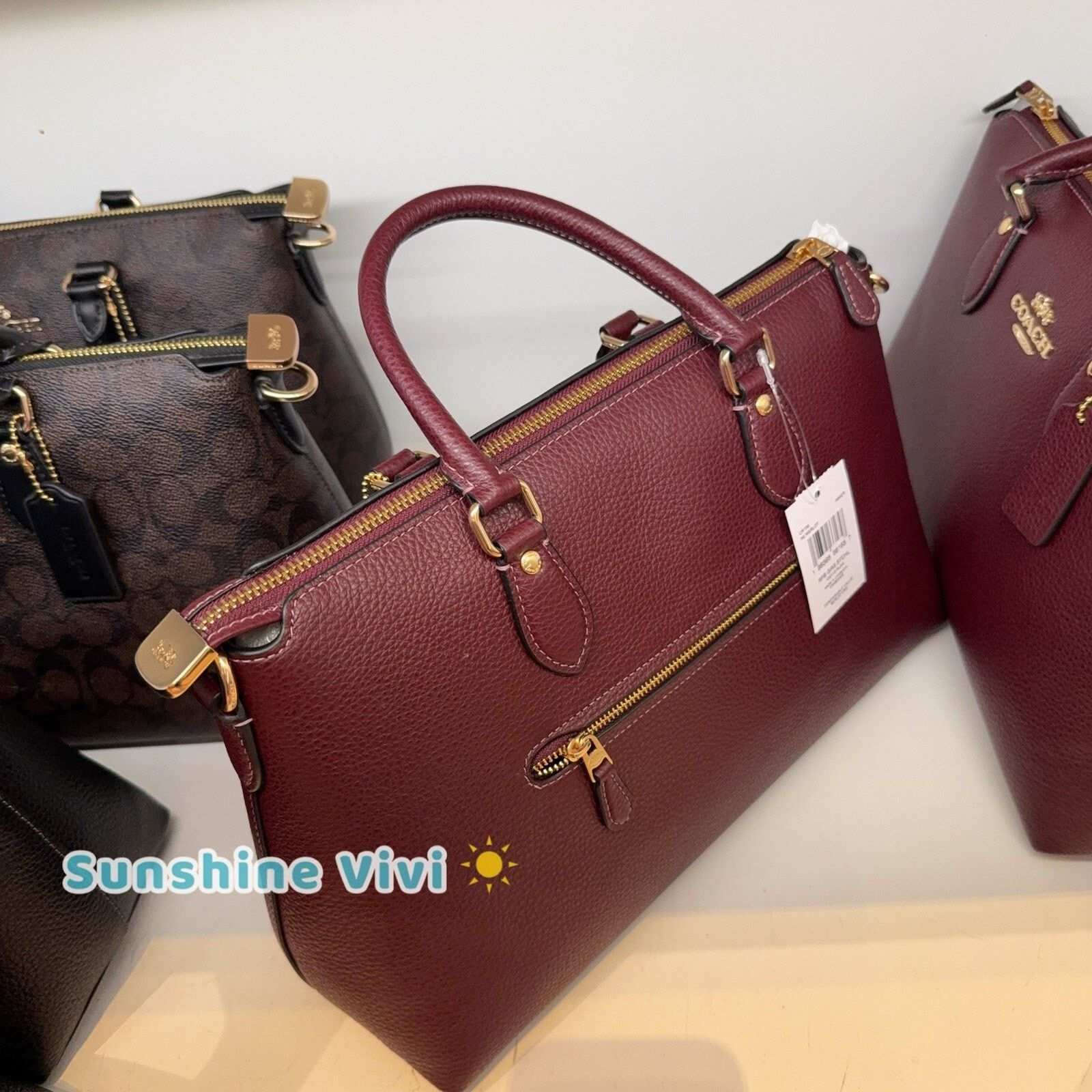Coach NWT COACH Georgia Satchel Signature Canvas CR156 Gold/Merlot Size ONE SIZE - 4 Thumbnail