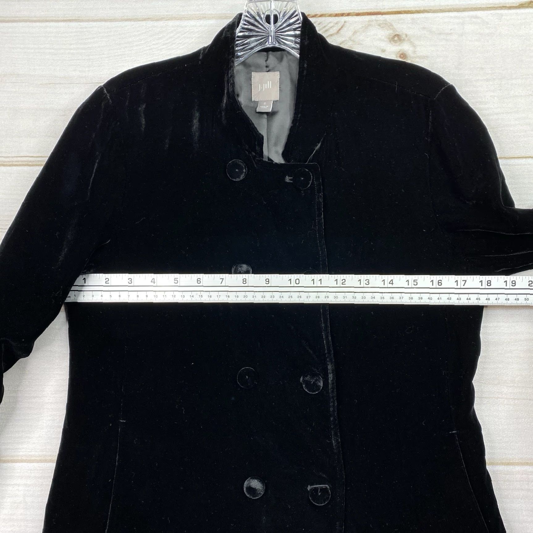 J. Jill J. Jill Crushed Velvet Jacket Sz S Button-Up Double Breasted Blazer Evening Black Velvet Jacket Women S Blazer Jacket Fine Size S / US 4 / IT 40 - 5 Thumbnail