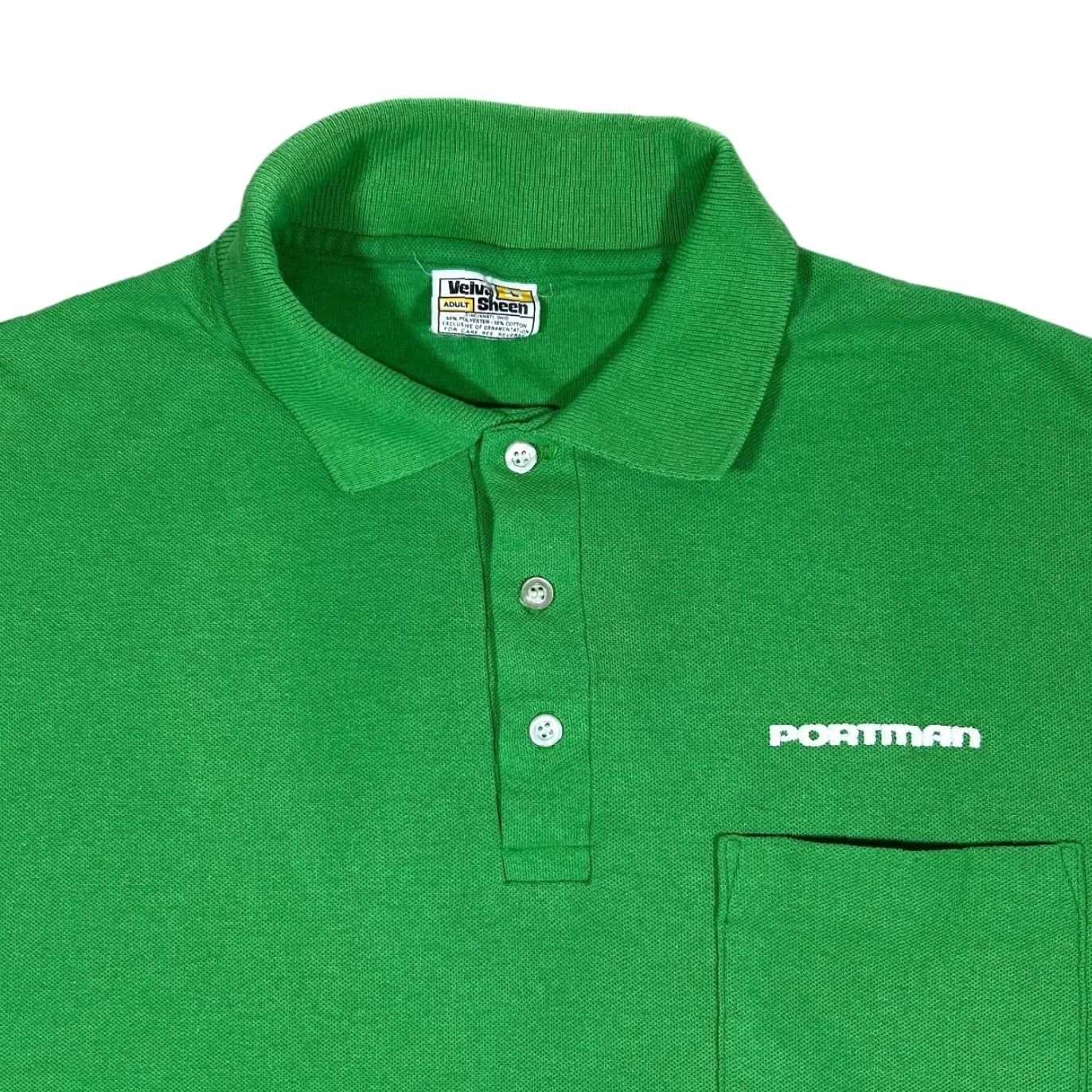 Velva Sheen VINTAGE Velva Sheen Portman Green Short Sleeve Polo Shirt L Mens 80s Logo 27” 22” 9.5” Pin hole Size US L / EU 52-54 / 3 - 2 Thumbnail