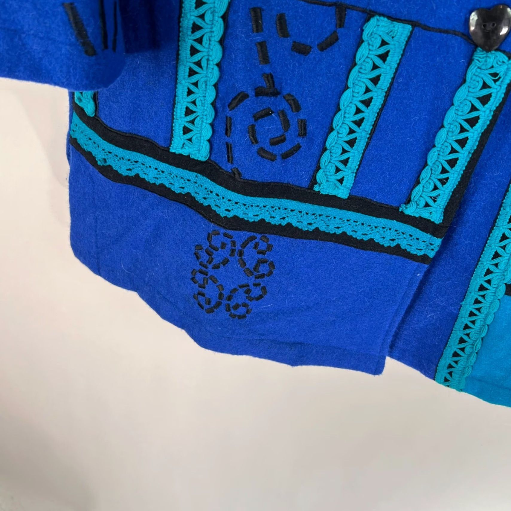 Vintage VINTAGE Anthony Mark Hankins Wool Coat Jacket Overcoat 2X Blue Embroidered Geometric Women Size XXL / US 16-18 / IT 52-54 - 5 Thumbnail