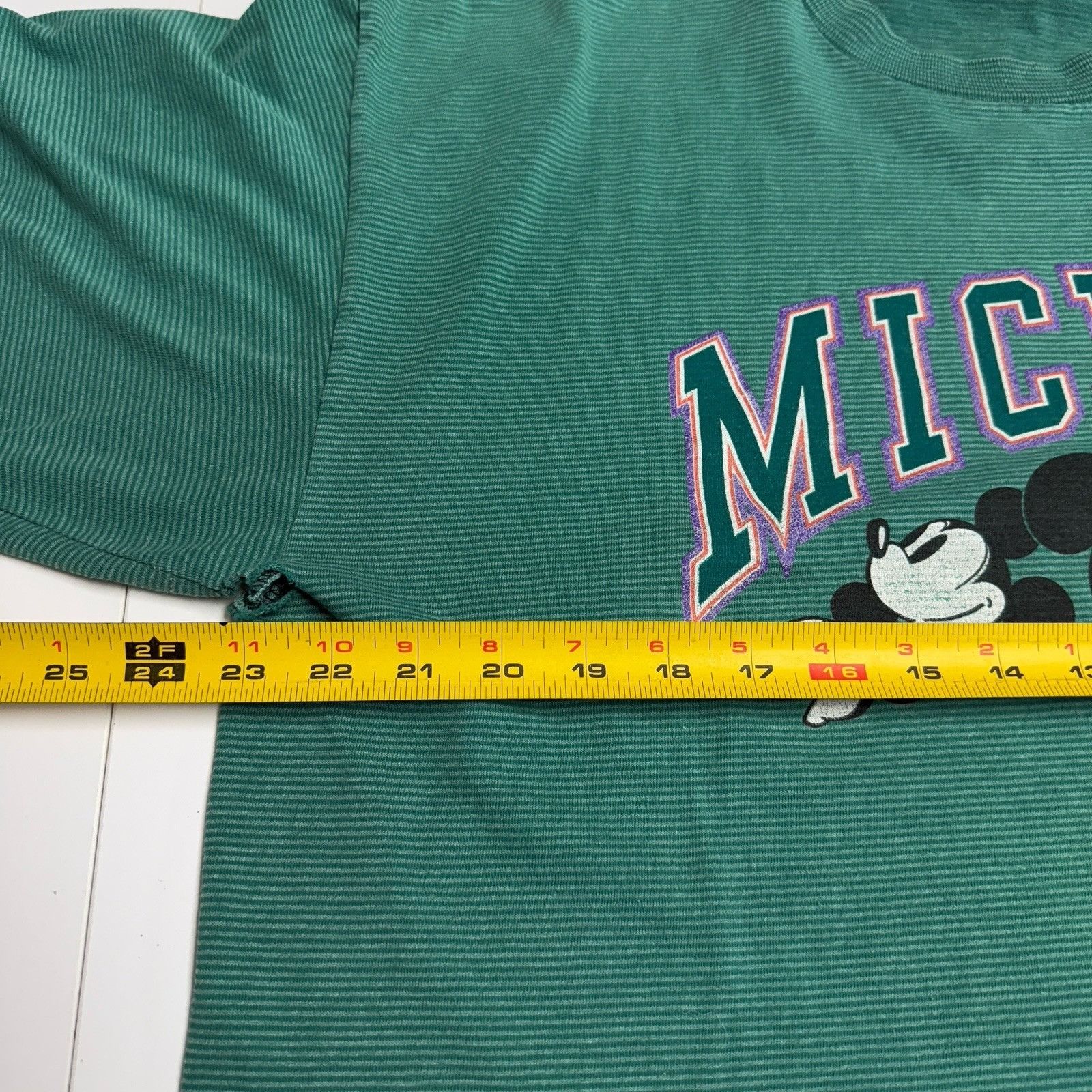 Vintage Vintage 90s Mickey Mouse T Shirt Green Short Sleeve Striped Size US XL / EU 56 / 4 - 12 Thumbnail