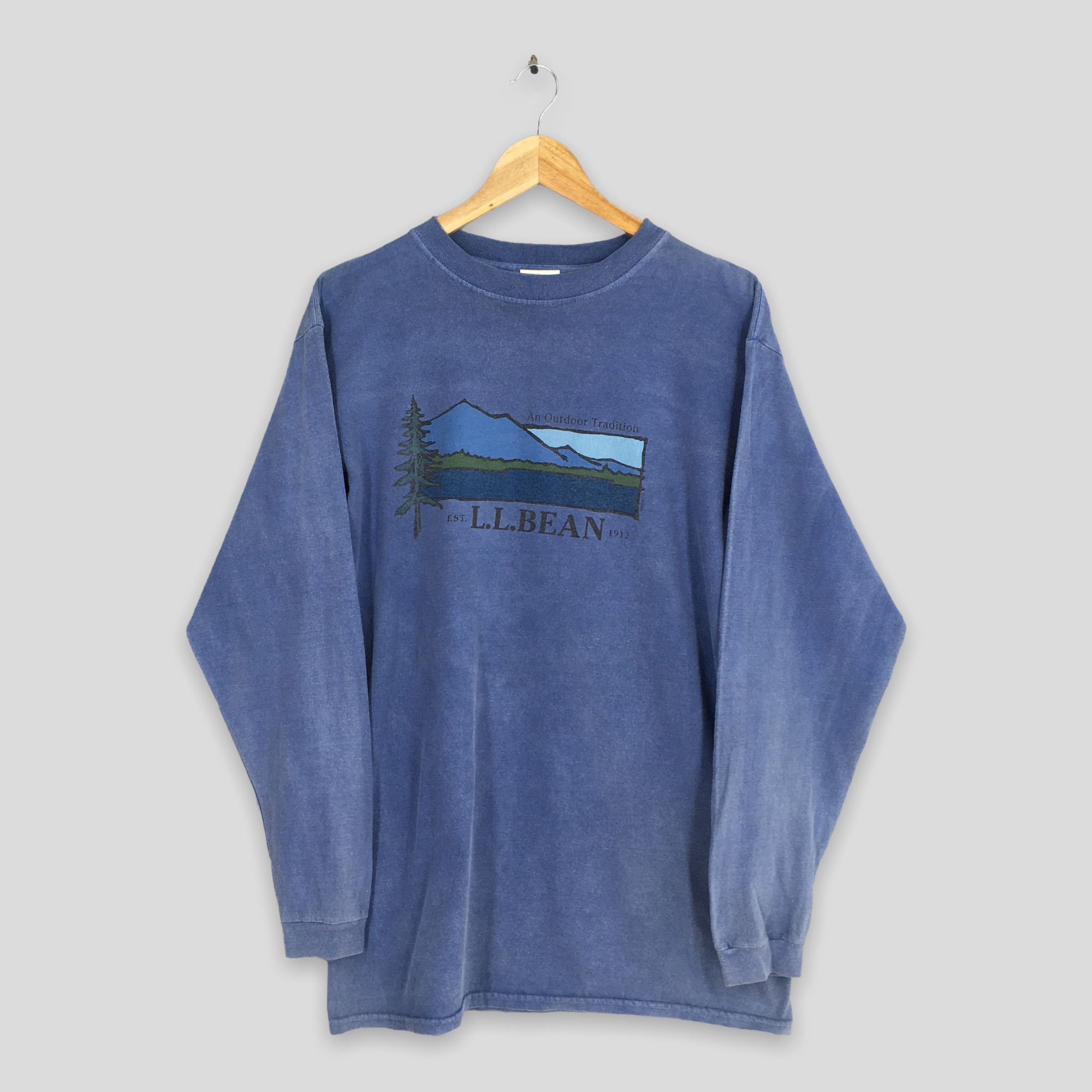 image of L L Bean x Outdoor Life Vintage 90's Ll Bean Outdoor Hiking Blue T Shirt Medium, Men's