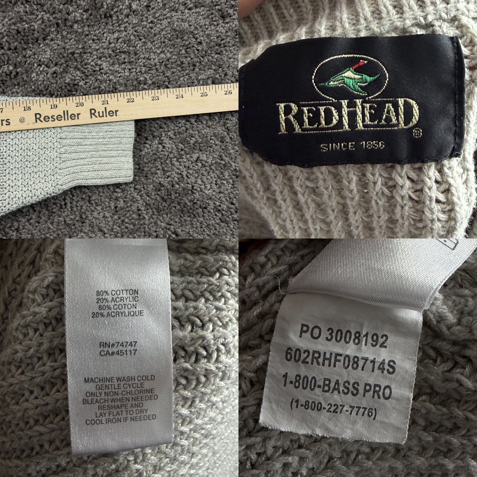 Vintage RedHead Mens Large L Beige Knit Crewneck Sweater Long Sleeve Pullover Casual Winter Fall Size US L / EU 52-54 / 3 - 8 Thumbnail