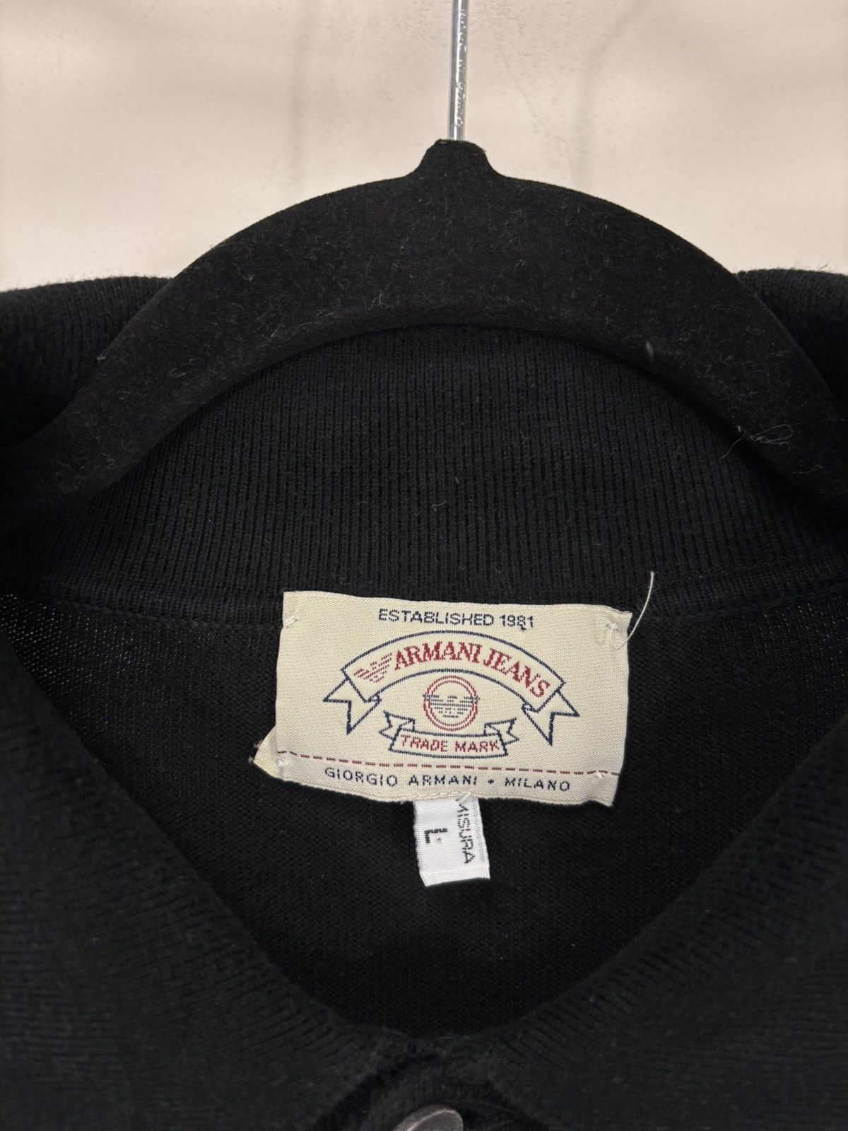 Armani Vintage Armani Jeans Men’s Black Long Sleeve Polo Shirt Size US L / EU 52-54 / 3 - 8 Thumbnail