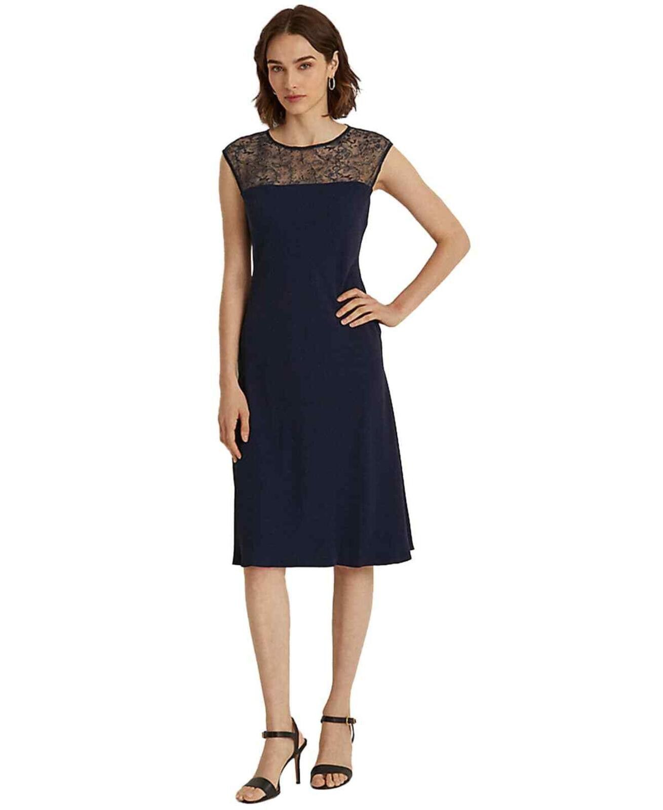 Lauren Ralph Lauren Lauren Ralph Lauren Navy Georgette Sleeveless Cocktail Dress Size XL / US 12-14 / IT 48-50 - 1 Thumbnail