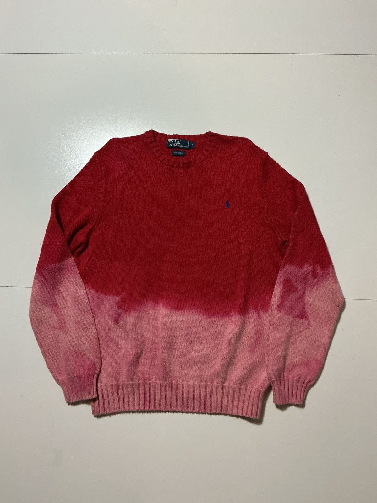Polo Ralph Lauren Vintage Polo Ralph Lauren Bleach Dyed Cotton Knit Sweater Size US M / EU 48-50 / 2 - 1 Thumbnail