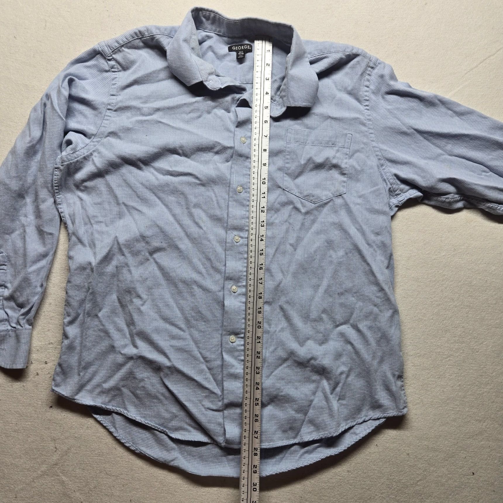 George George Blue Check Button-Up Shirt Adult Men's XL 46-48 Long Sleeve Casual Size US XL / EU 56 / 4 - 6 Thumbnail