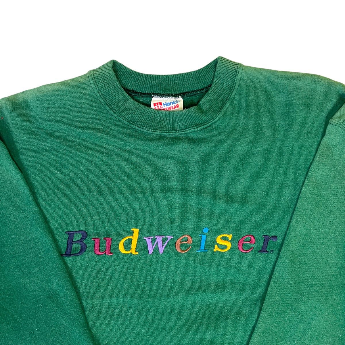 Budweiser Vintage Budweiser Hanes Green Sweatshirt Size US L / EU 52-54 / 3 - 3 Thumbnail