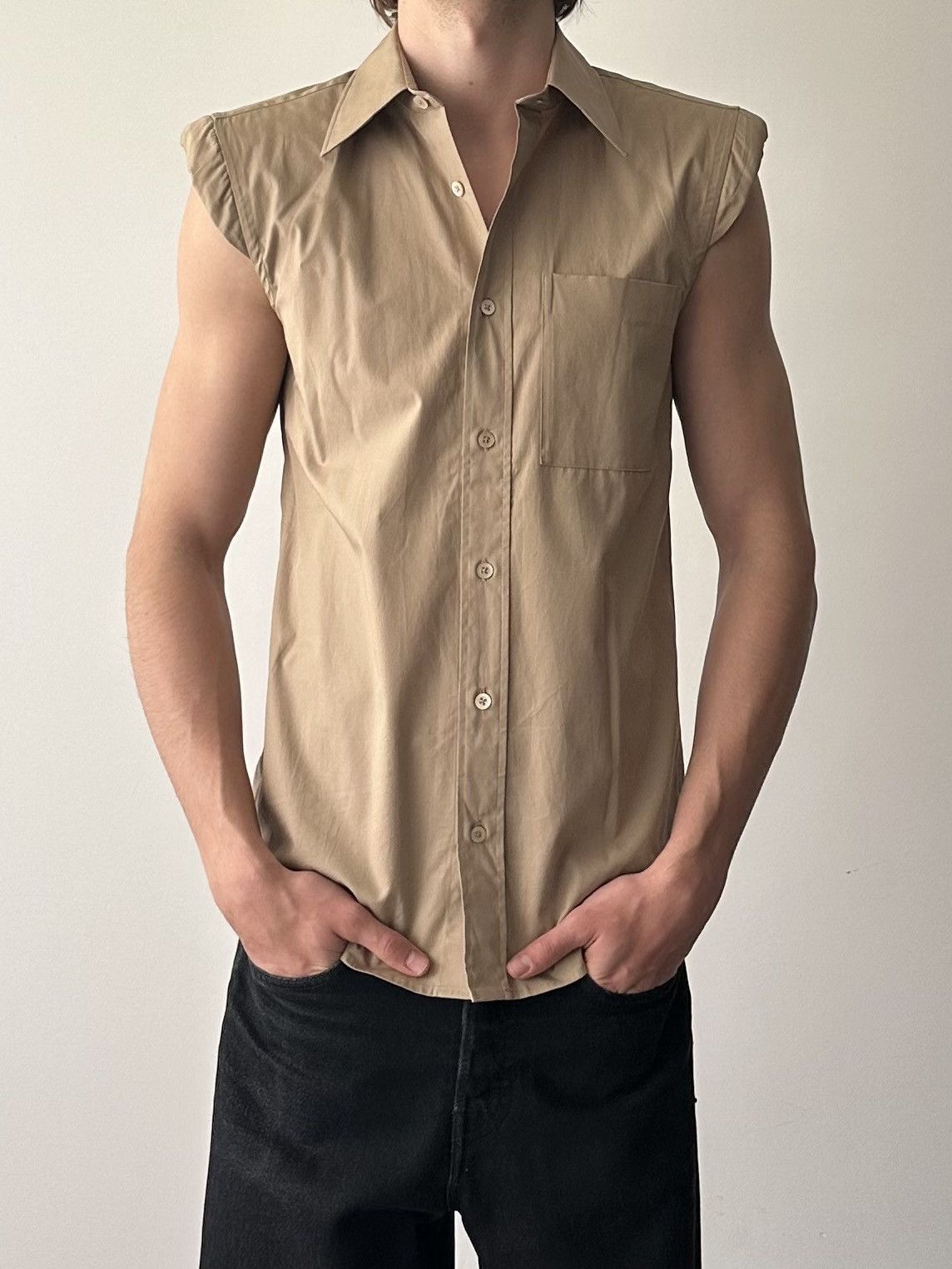 Dries Van Noten Dries Van Noten Padded Shoulders Sleeveless Shirt Size US S / EU 44-46 / 1 - 2 Thumbnail