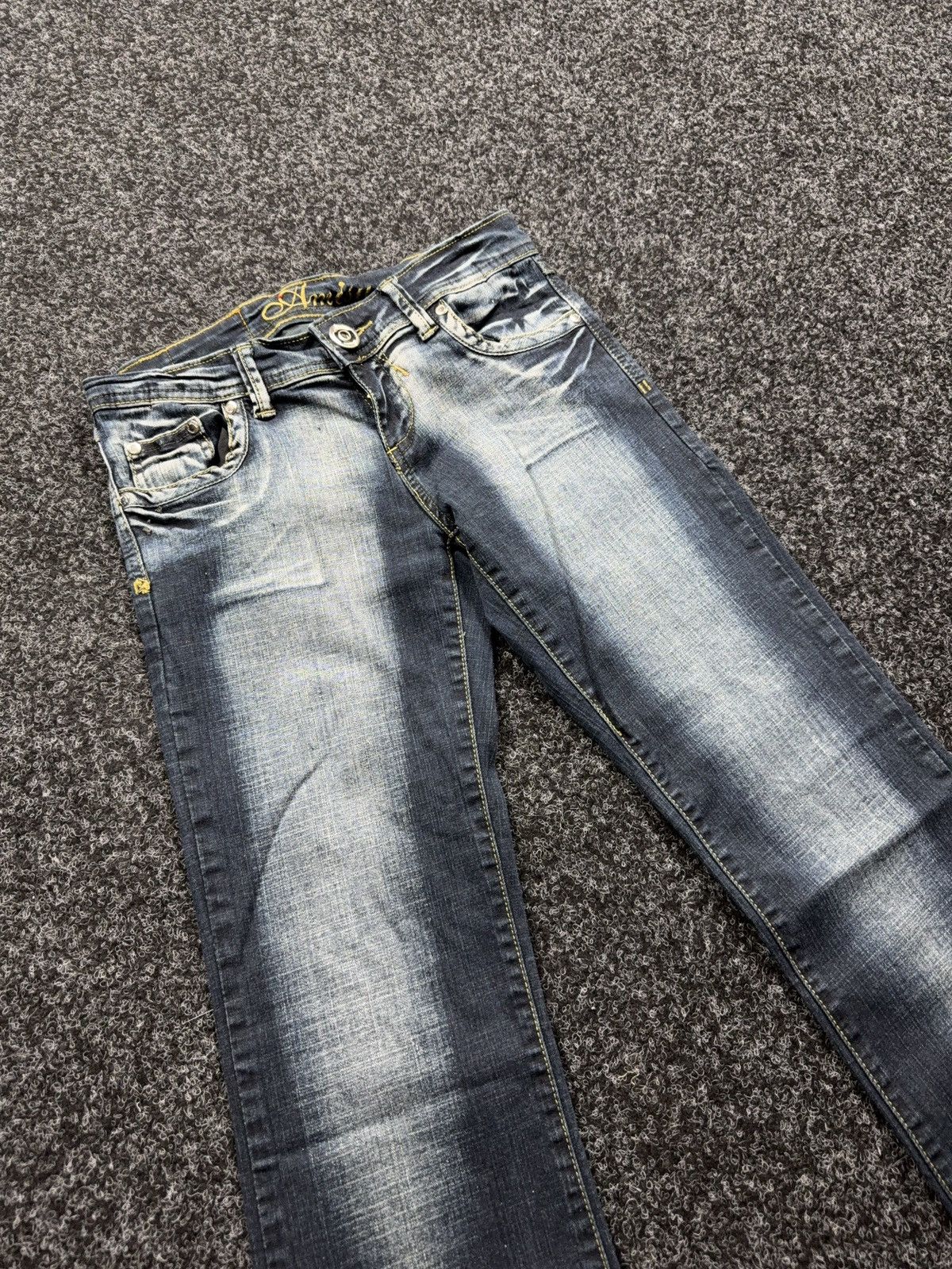 Hysteric Glamour Y2K Japanese LGB Punk Crown Embroidered Flared Denim Jeans Size 29" - 7 Thumbnail