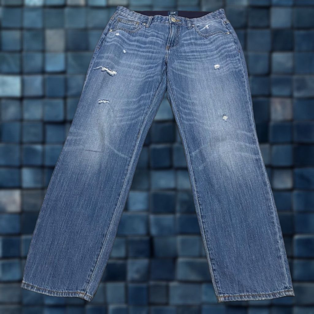 AG Jeans Jag Jeans Womens Jeans 10 Blue Denim Medium Wash Distressed Carter Girlfriend Straight Size 32" / US 10 / IT 46 - 1 Thumbnail