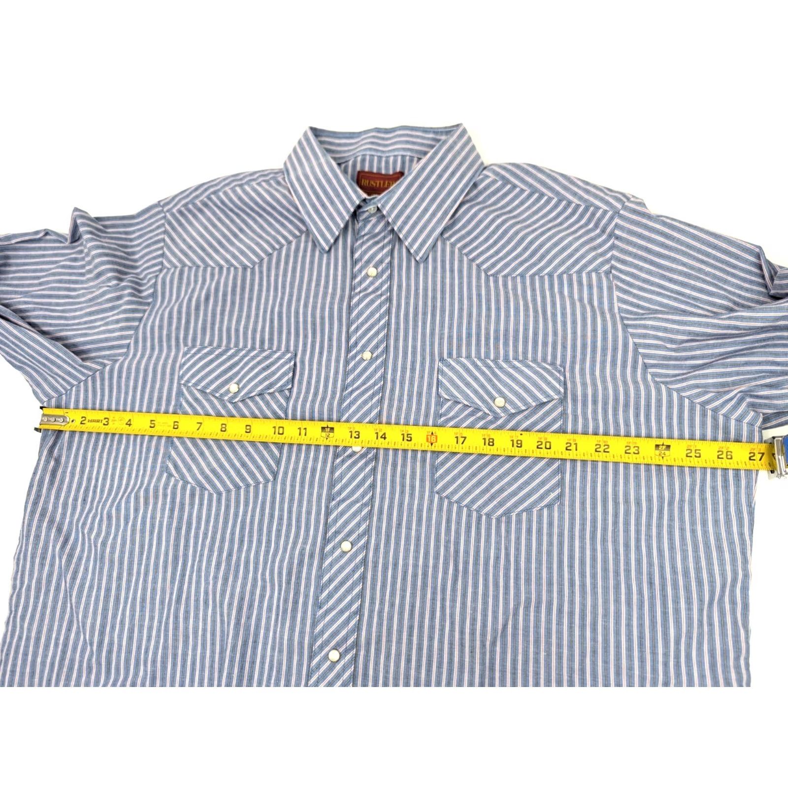 Vintage VINTAGE Rustler Shirt Men 2XL Western Pearl Snap Striped Blue Red X-Long Tails Button-Up Shirt Size US XXL / EU 58 / 5 - 5 Thumbnail