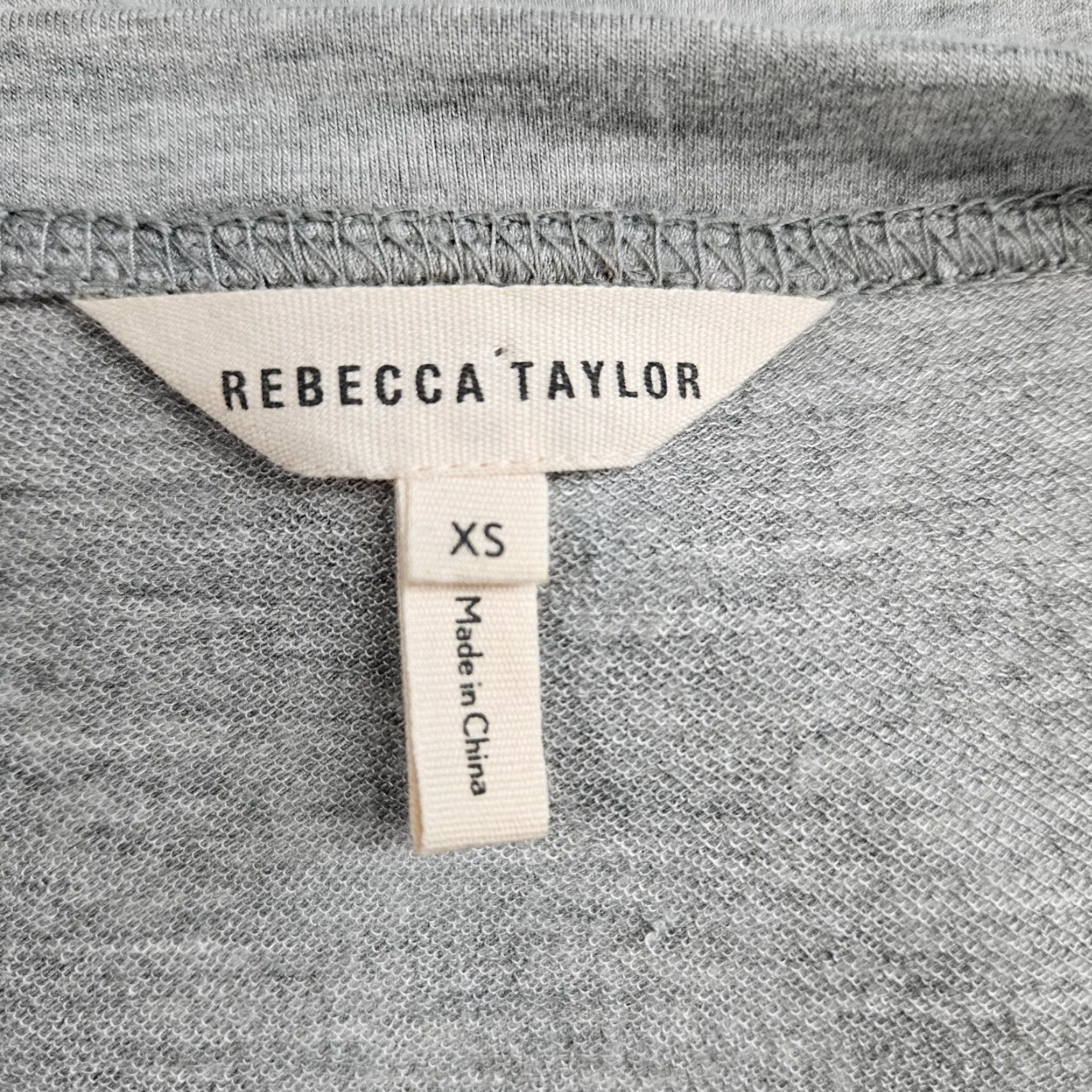 Rebecca Taylor VINTAGE Rebecca Taylor Womens Top XS Gray Ivory Eyelet Hem Modal Blend Long Sleeve Size XS / US 0-2 / IT 36-38 - 6 Thumbnail