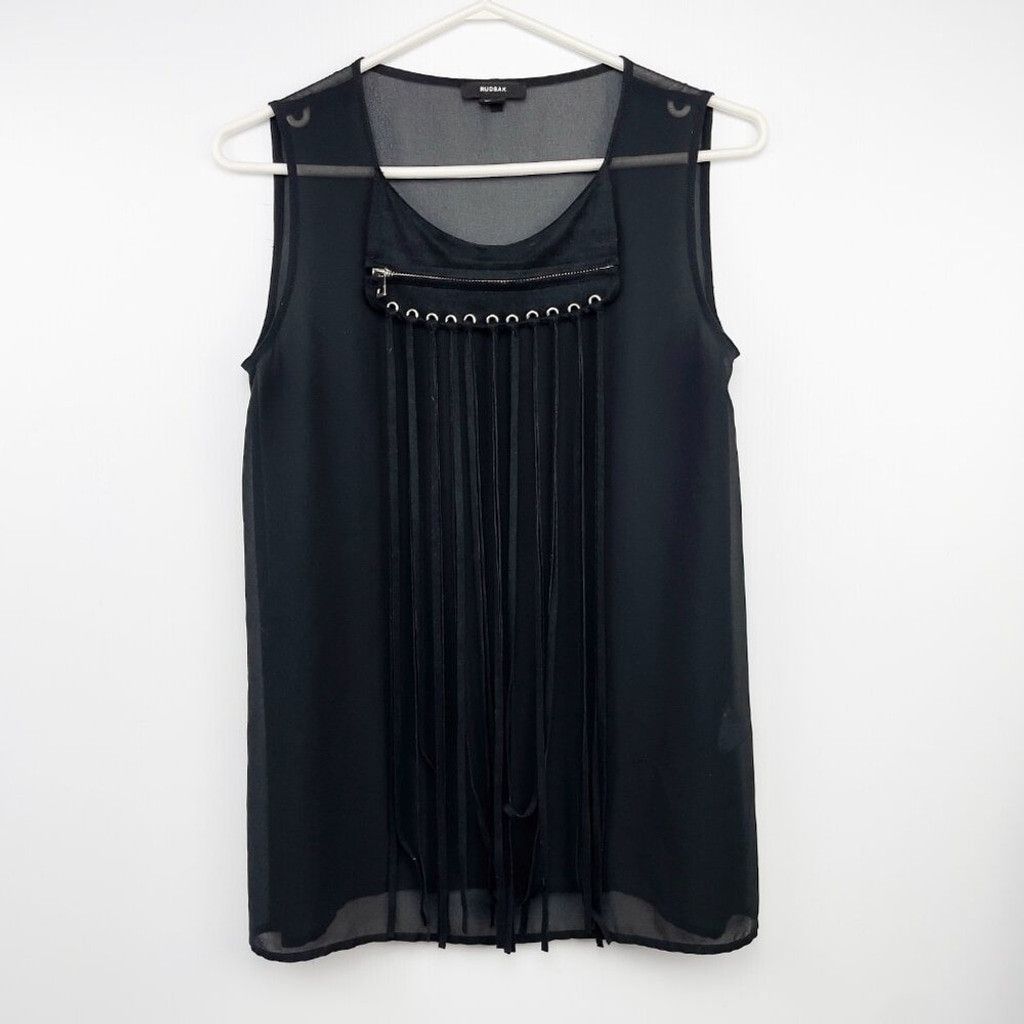 Rudsak RUDSAK Sheer Suede Gothic Rock Black Tank Top Blouse Size XS Size XS / US 0-2 / IT 36-38 - 12 Thumbnail