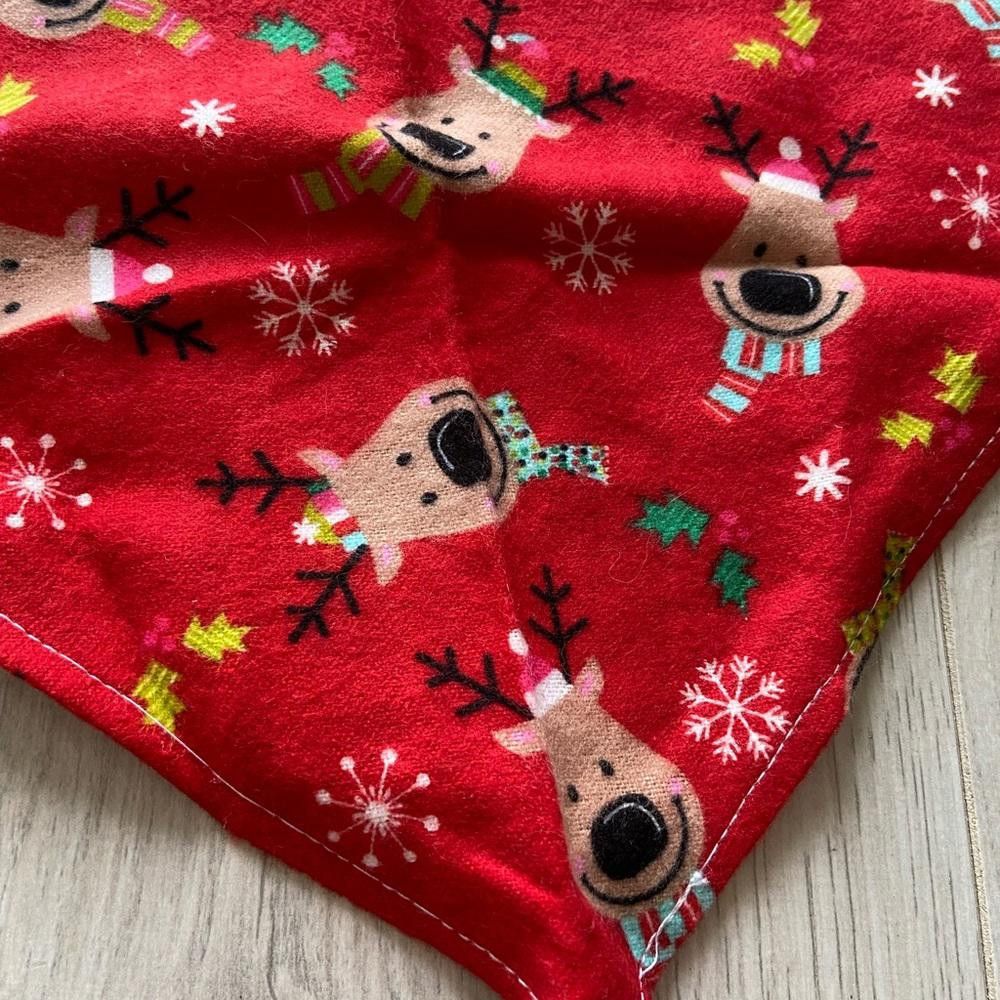 Designer Red Reindeer Dog Bandana Size ONE SIZE - 2 Thumbnail